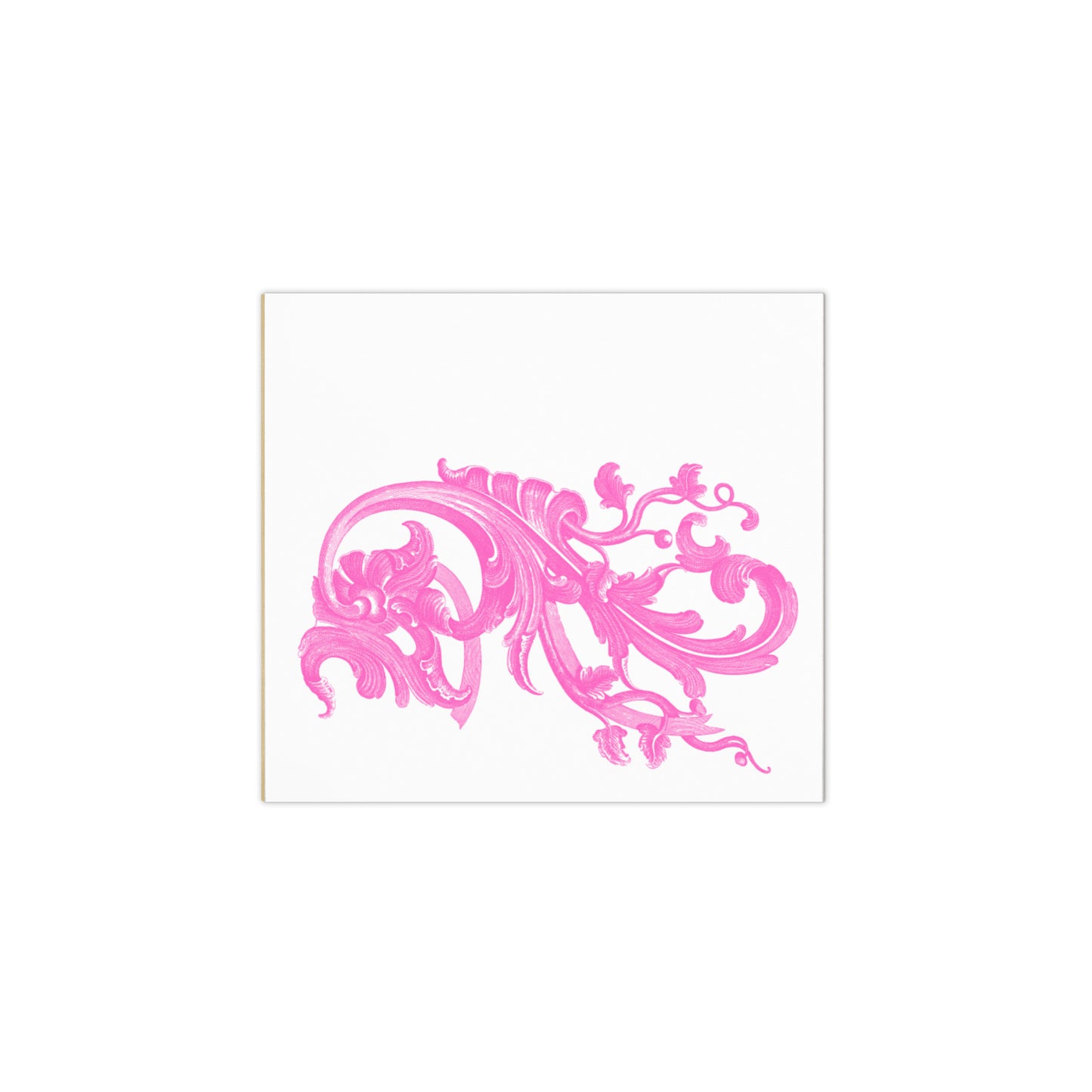 Large Memo Notepad Art Nouveau Filigree Pink Design White Stationery 5.5″ × 6″