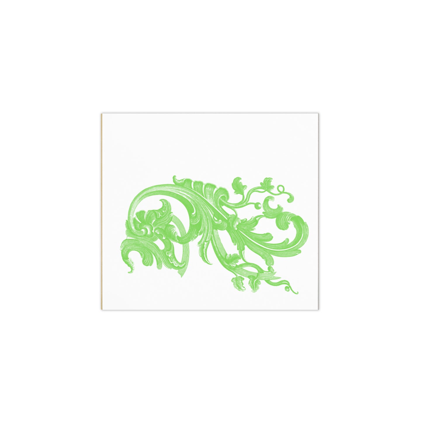 Large Memo Notepad Art Nouveau Filigree Green Design White Stationery 5.5″ × 6″