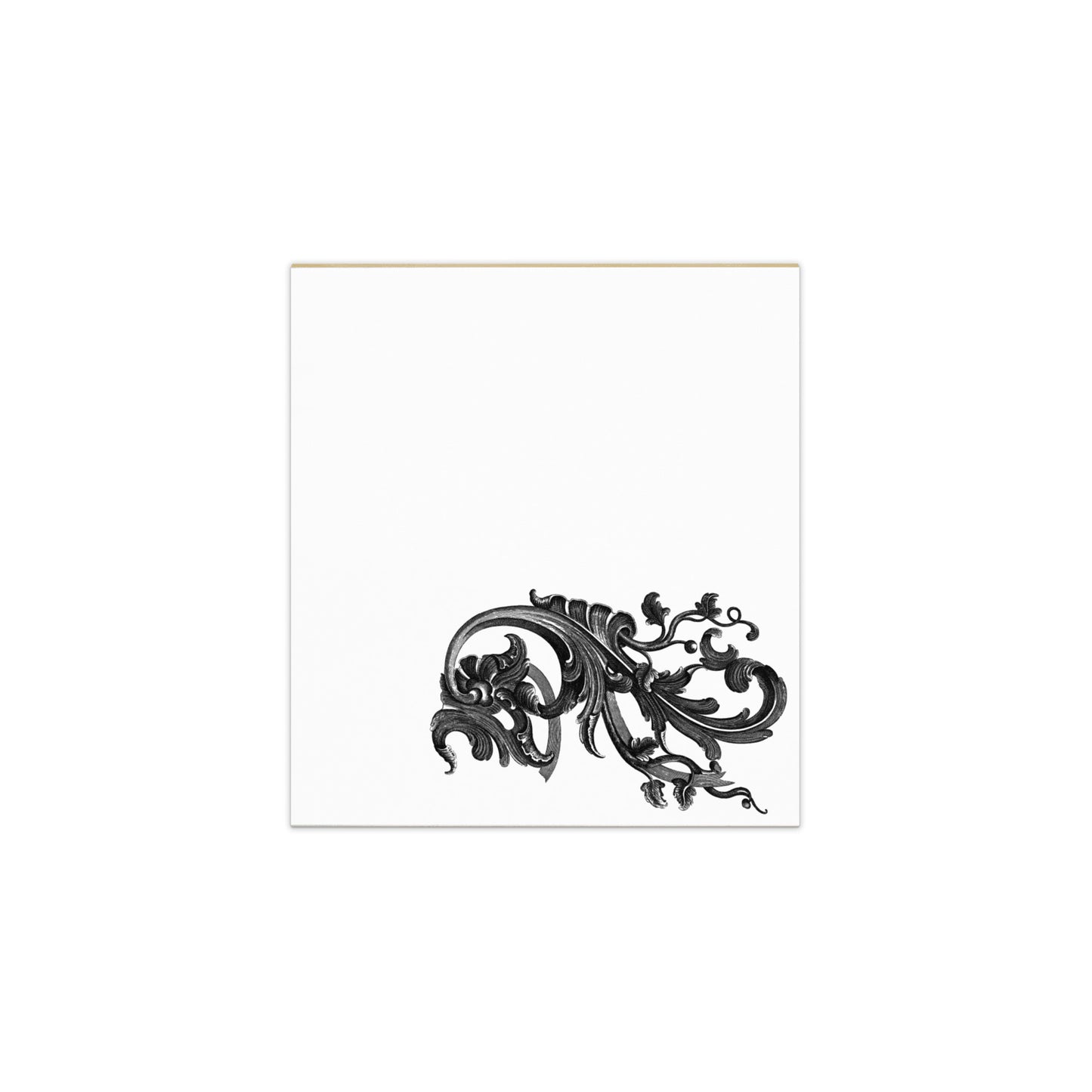 Large Memo Notepad Art Nouveau Filigree Black White Stationery 5.5″ × 6″