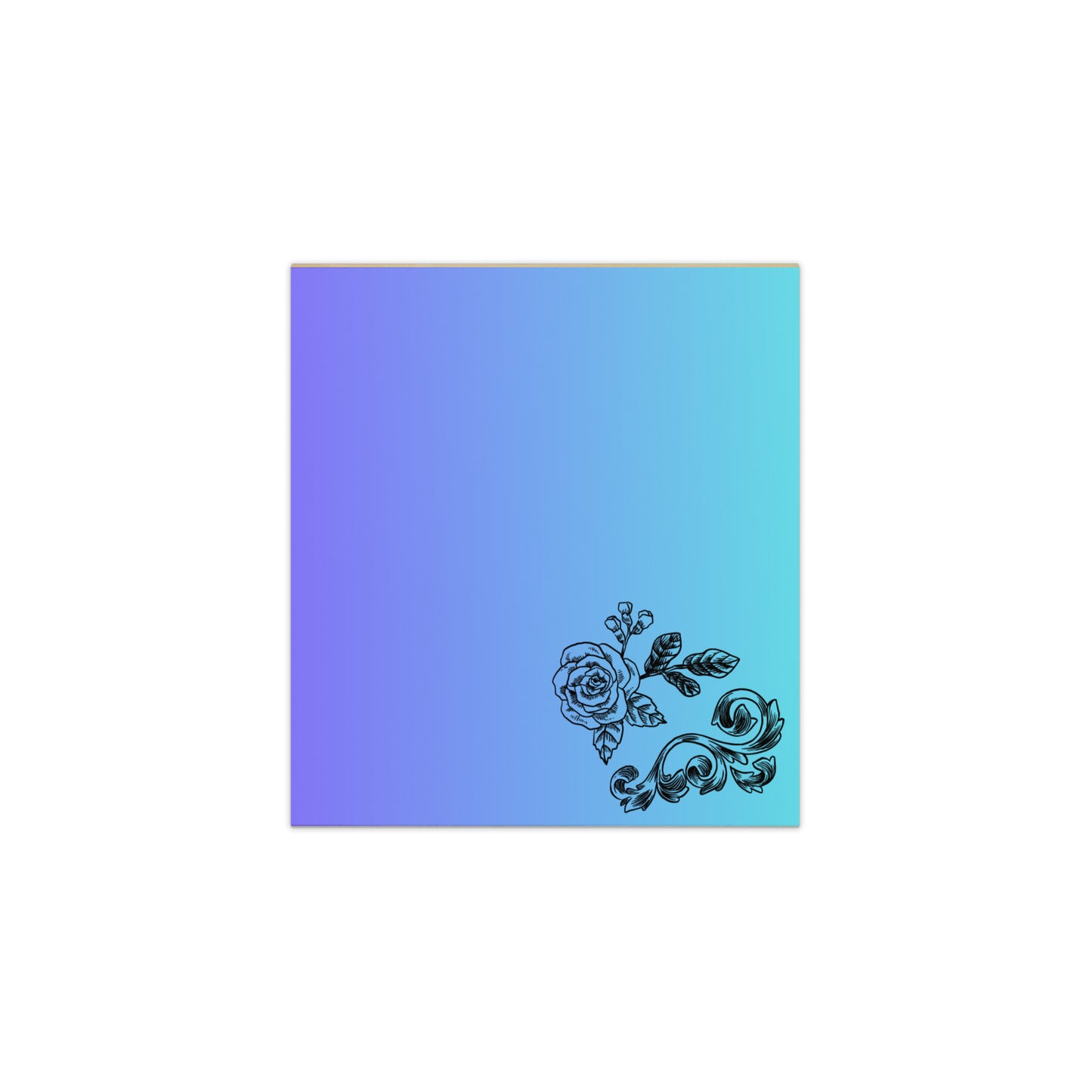 Large Memo Notepad Flower Filigree Design Purple Blue Gradient Stationery 5.5″ × 6″