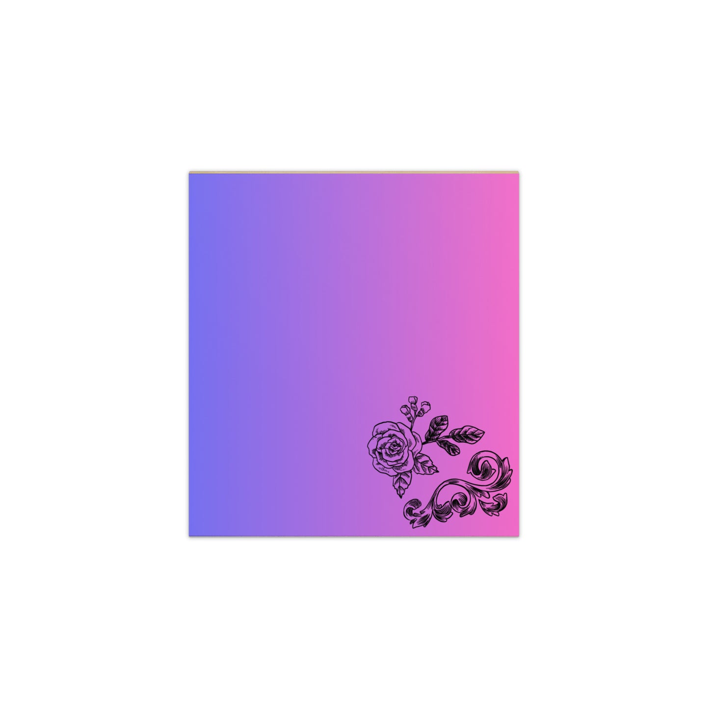 Large Memo Notepad Flower Filigree Design Purple Pink Gradient Stationery 5.5″ × 6″