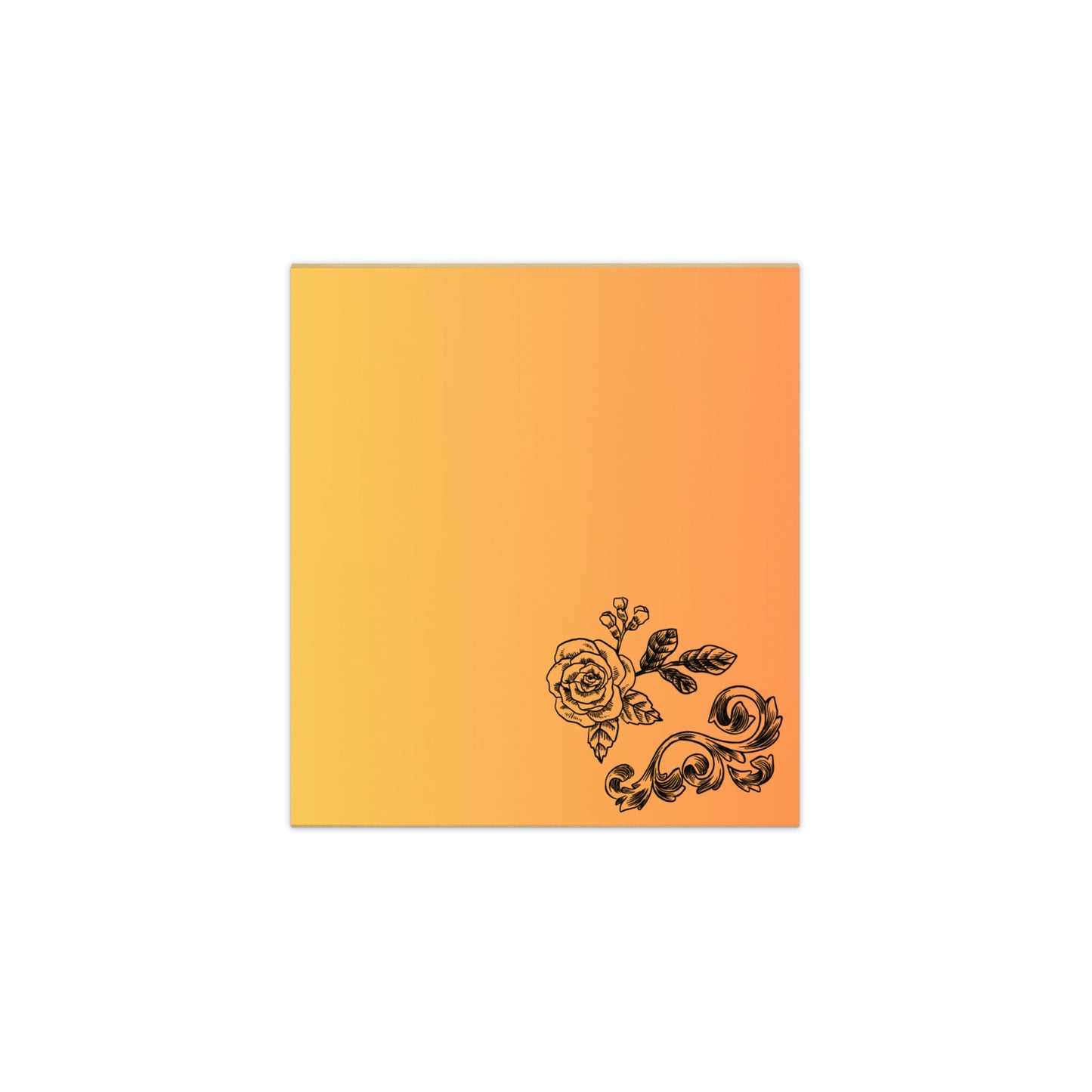 Large Memo Notepad Flower Filigree Design Orange Stationery 5.5″ × 6″