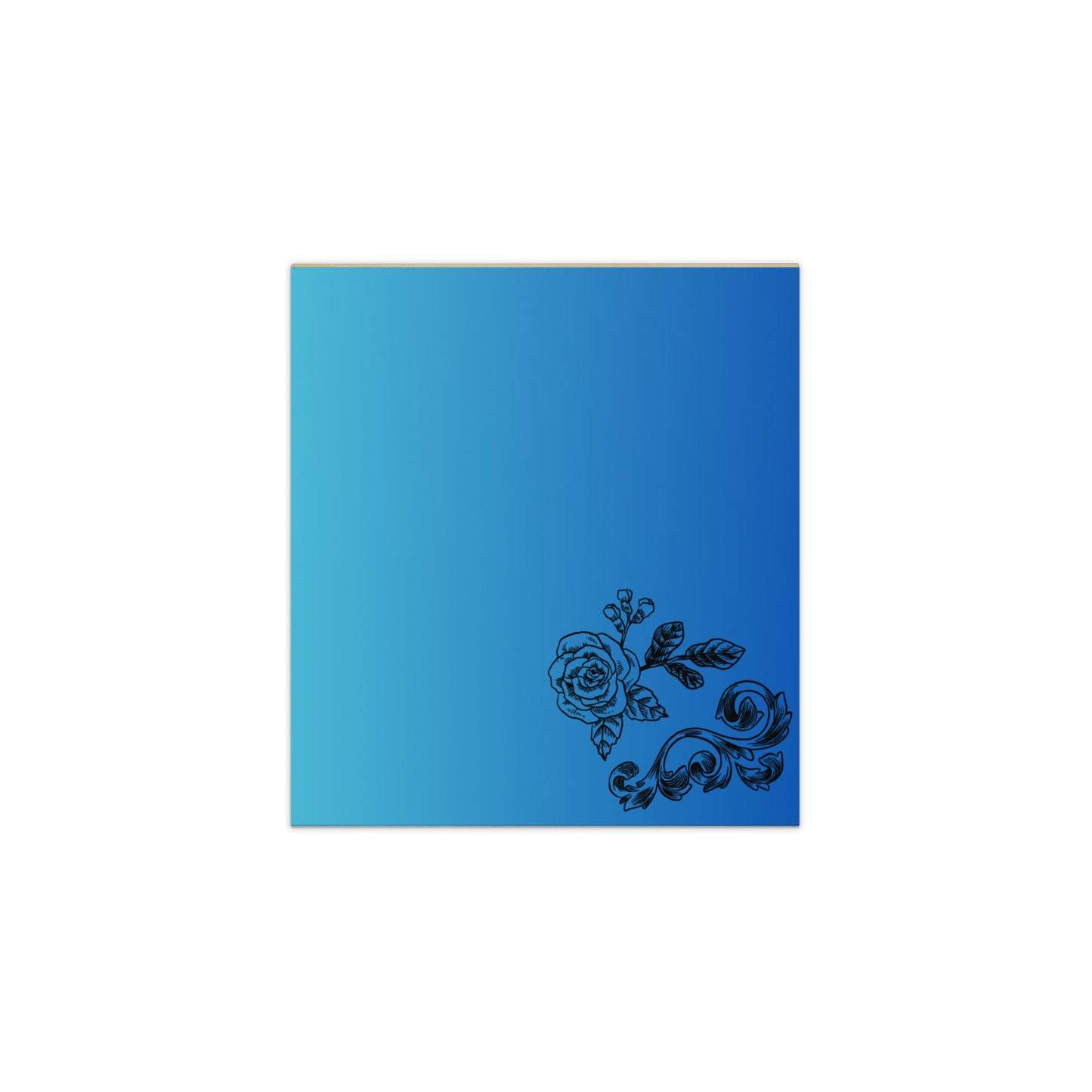 Large Memo Notepad Flower Filigree Design Blue Gradient Stationery 5.5″ × 6″