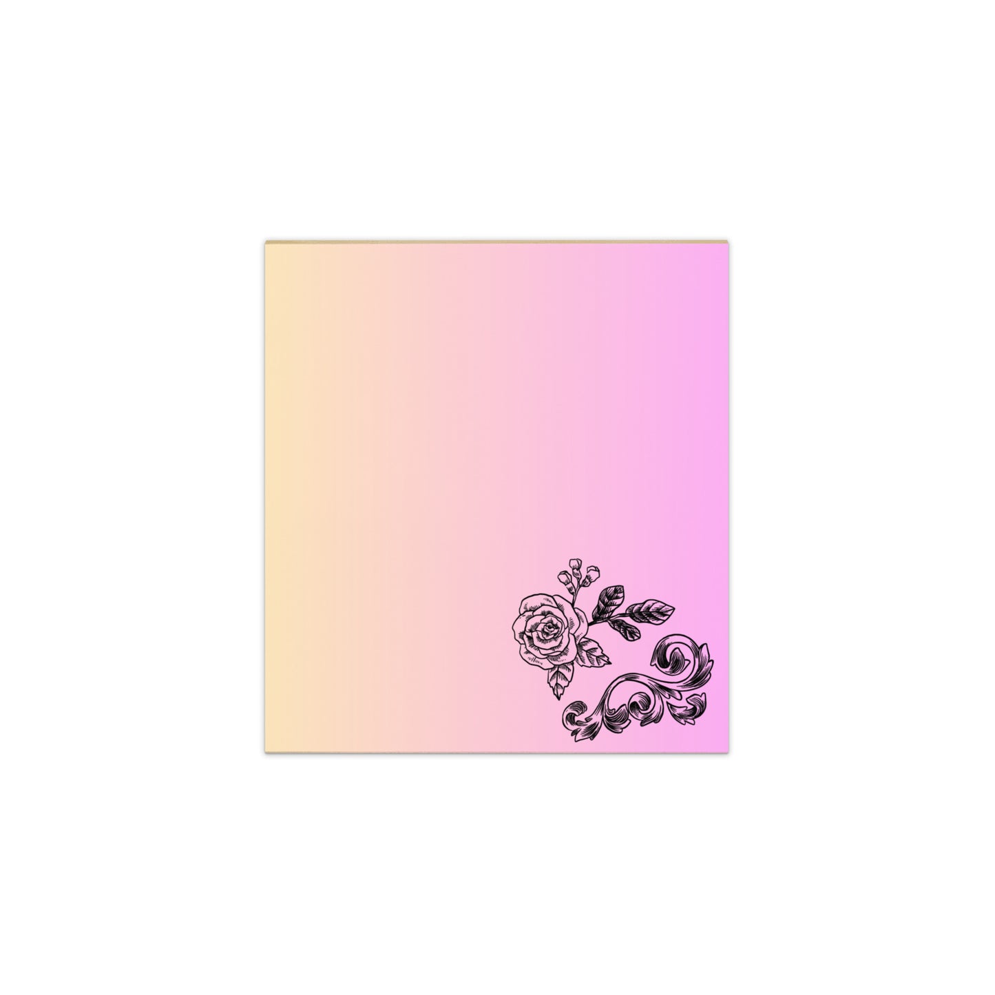 Large Memo Notepad Flower Filigree Design Orange Yellow Pink Gradient Stationery 5.5″ × 6″