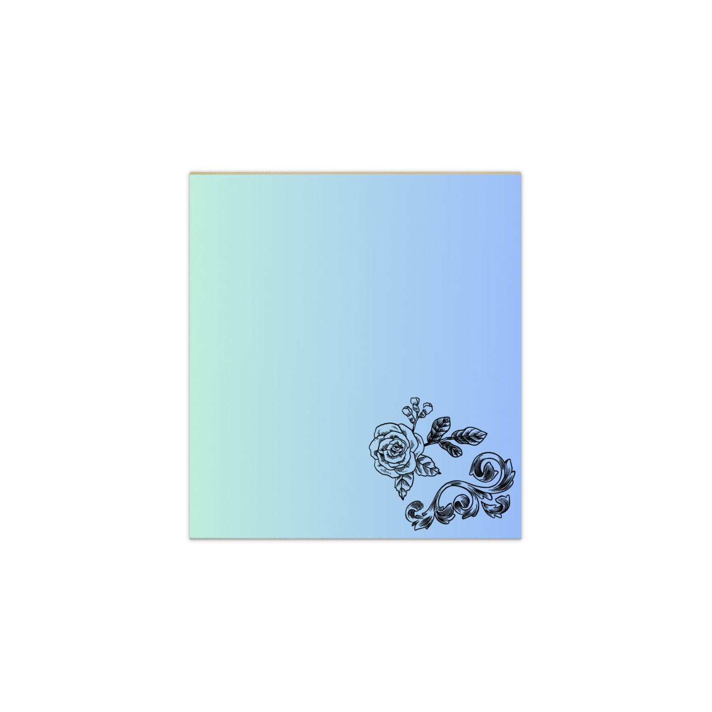 Large Memo Notepad Flower Filigree Design Green Blue Gradient Stationery 5.5″ × 6″