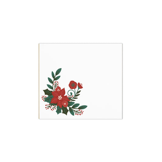 Large Memo Notepad Poinsettia Holly Berry Stationery 5.5″ × 6″