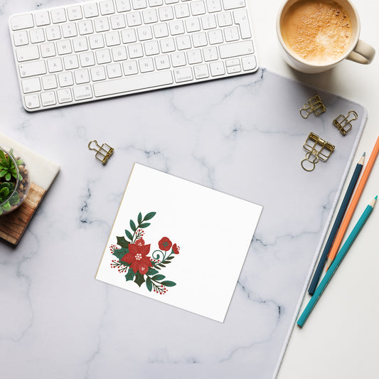 Large Memo Notepad Poinsettia Holly Berry Stationery 5.5″ × 6″