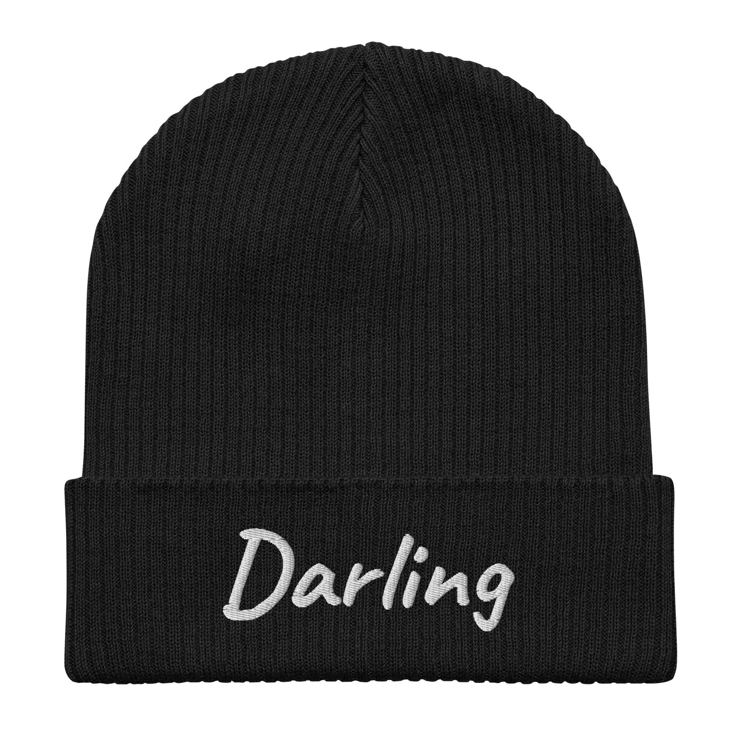 Darling Embroidered Ribbed Beanie 100% Organic Cotton 7 Colors Available