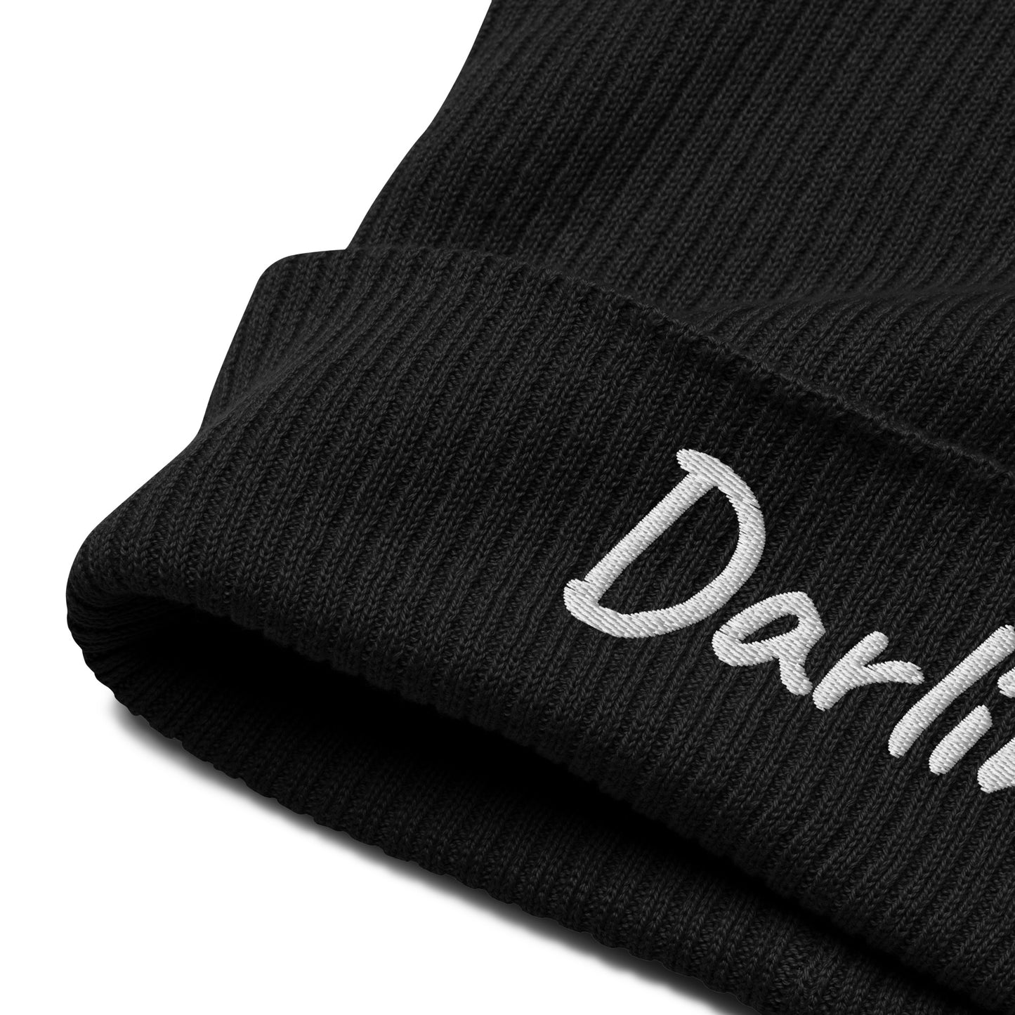 Darling Embroidered Ribbed Beanie 100% Organic Cotton 7 Colors Available