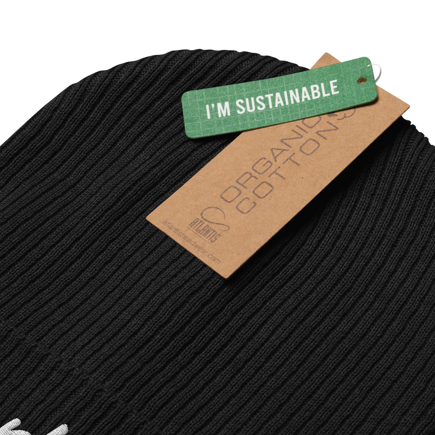 Darling Embroidered Ribbed Beanie 100% Organic Cotton 7 Colors Available