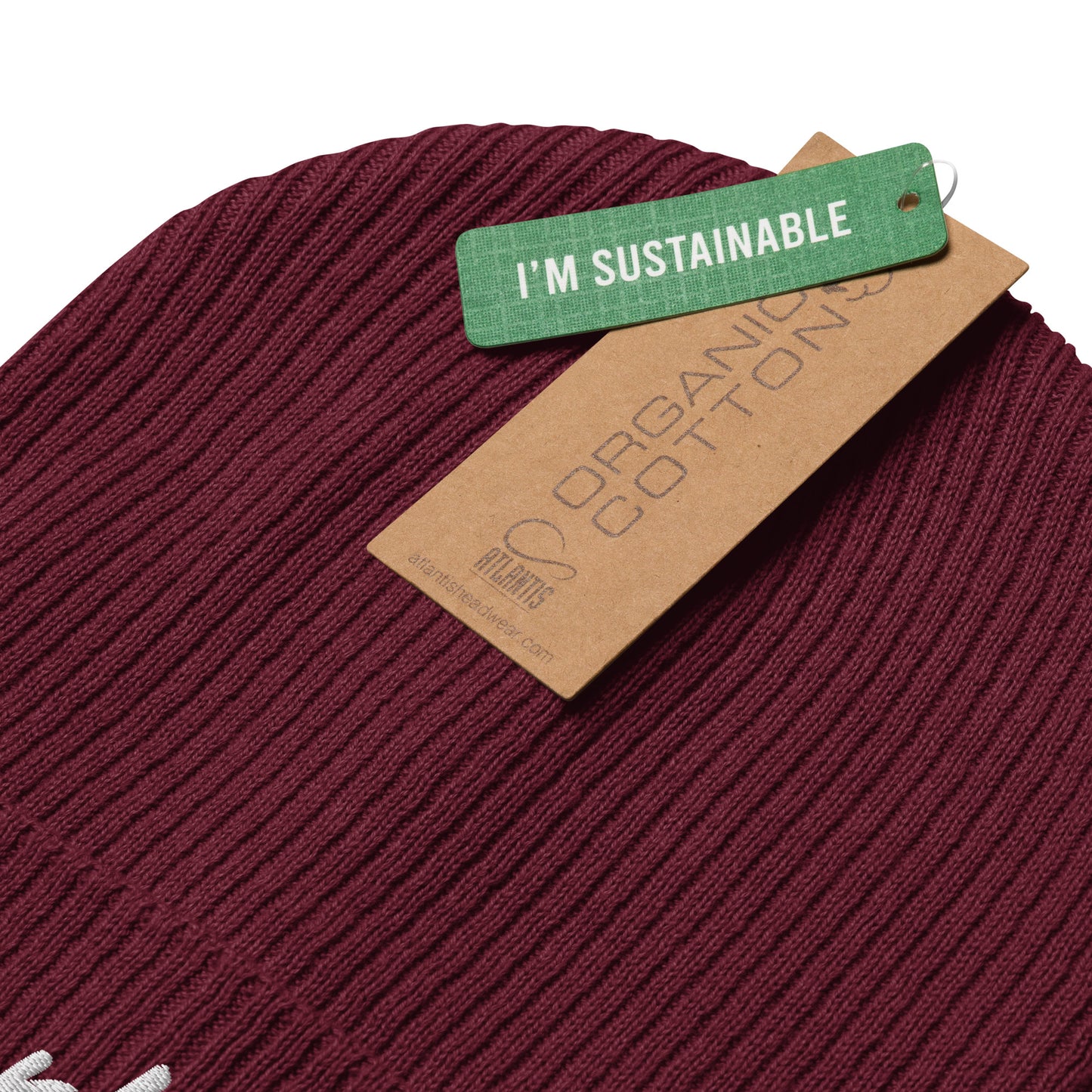 Darling Embroidered Ribbed Beanie 100% Organic Cotton 7 Colors Available
