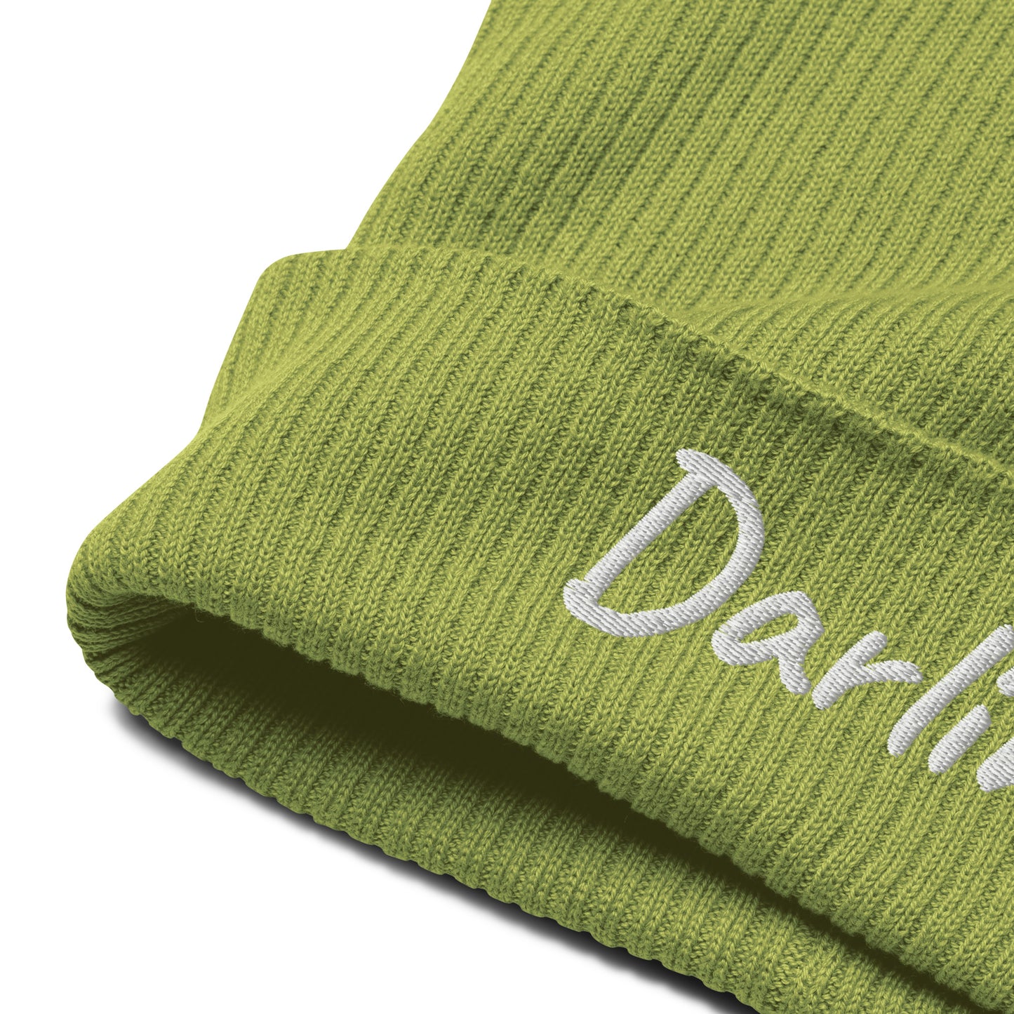 Darling Embroidered Ribbed Beanie 100% Organic Cotton 7 Colors Available