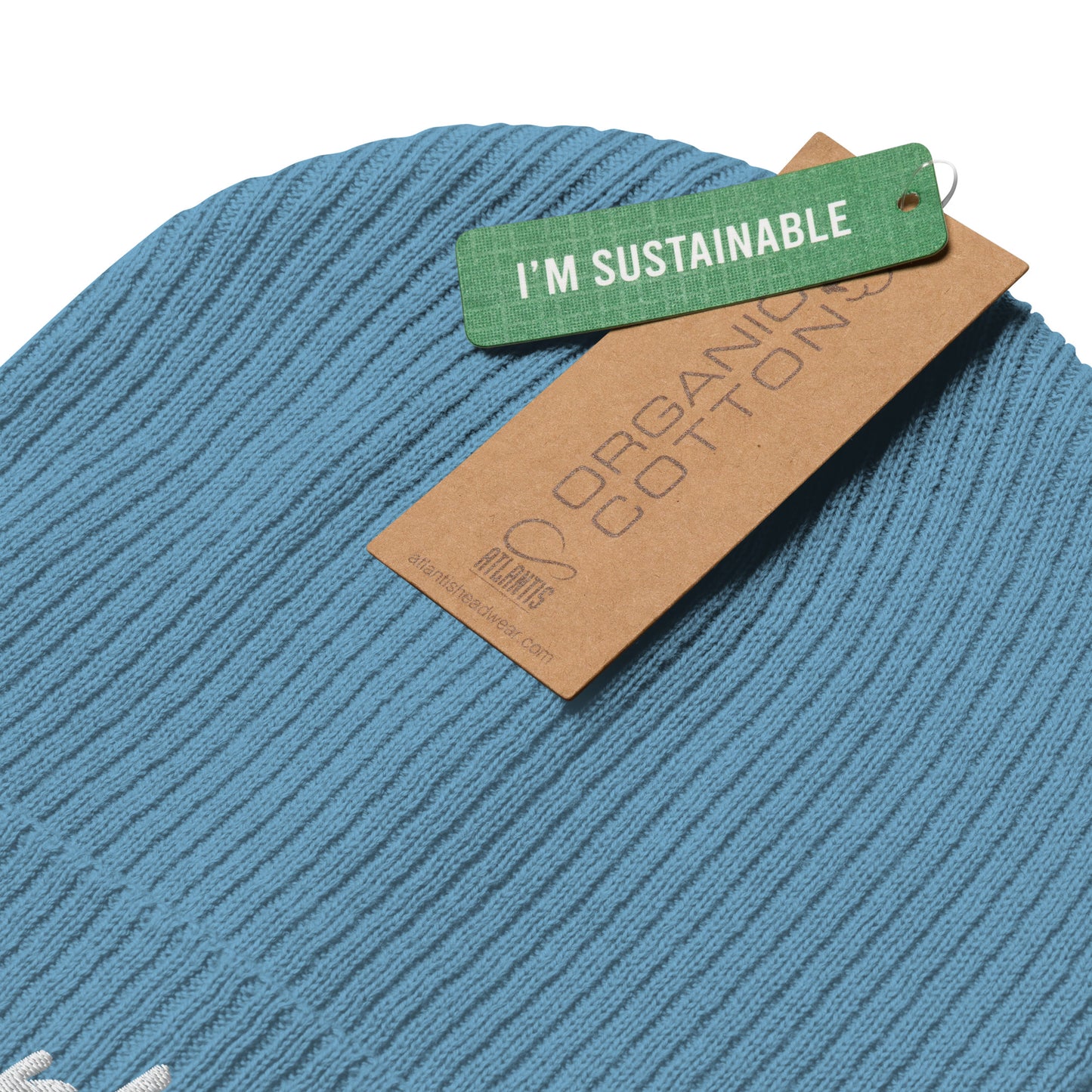 Darling Embroidered Ribbed Beanie 100% Organic Cotton 7 Colors Available