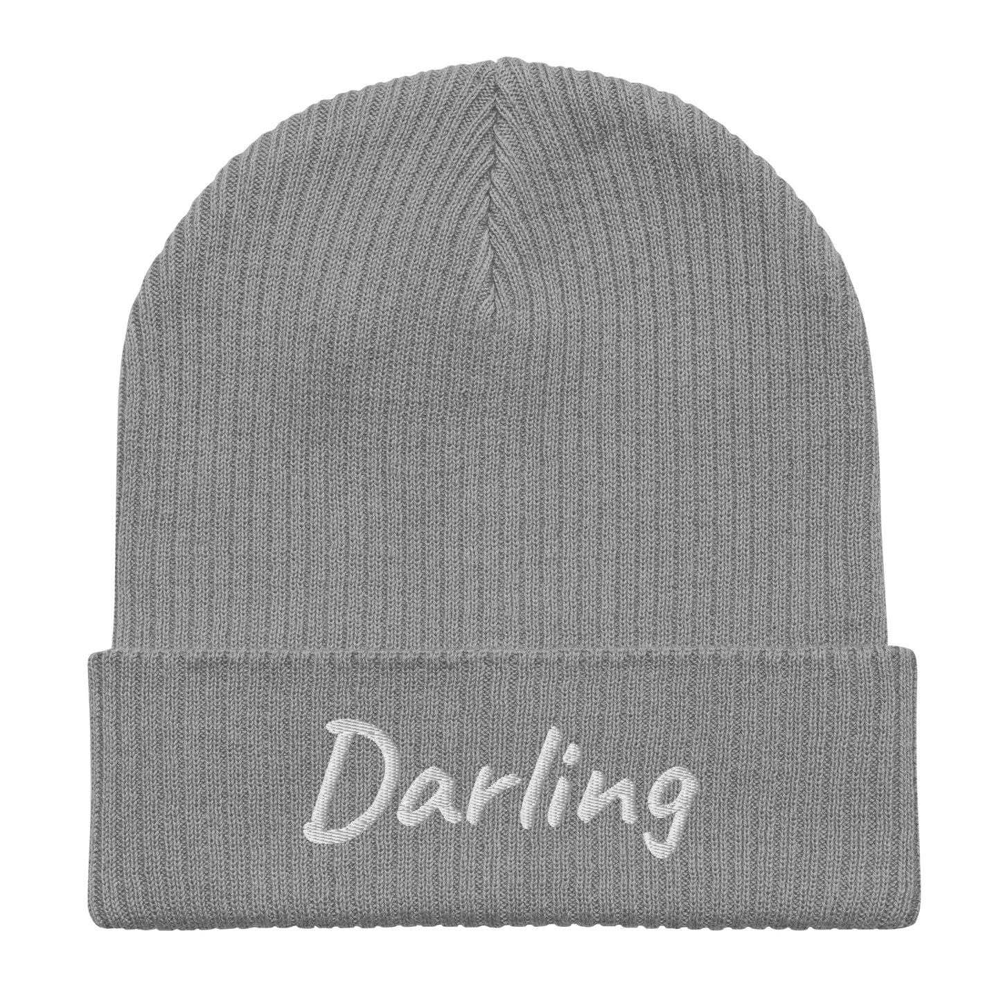 Darling Embroidered Ribbed Beanie 100% Organic Cotton 7 Colors Available