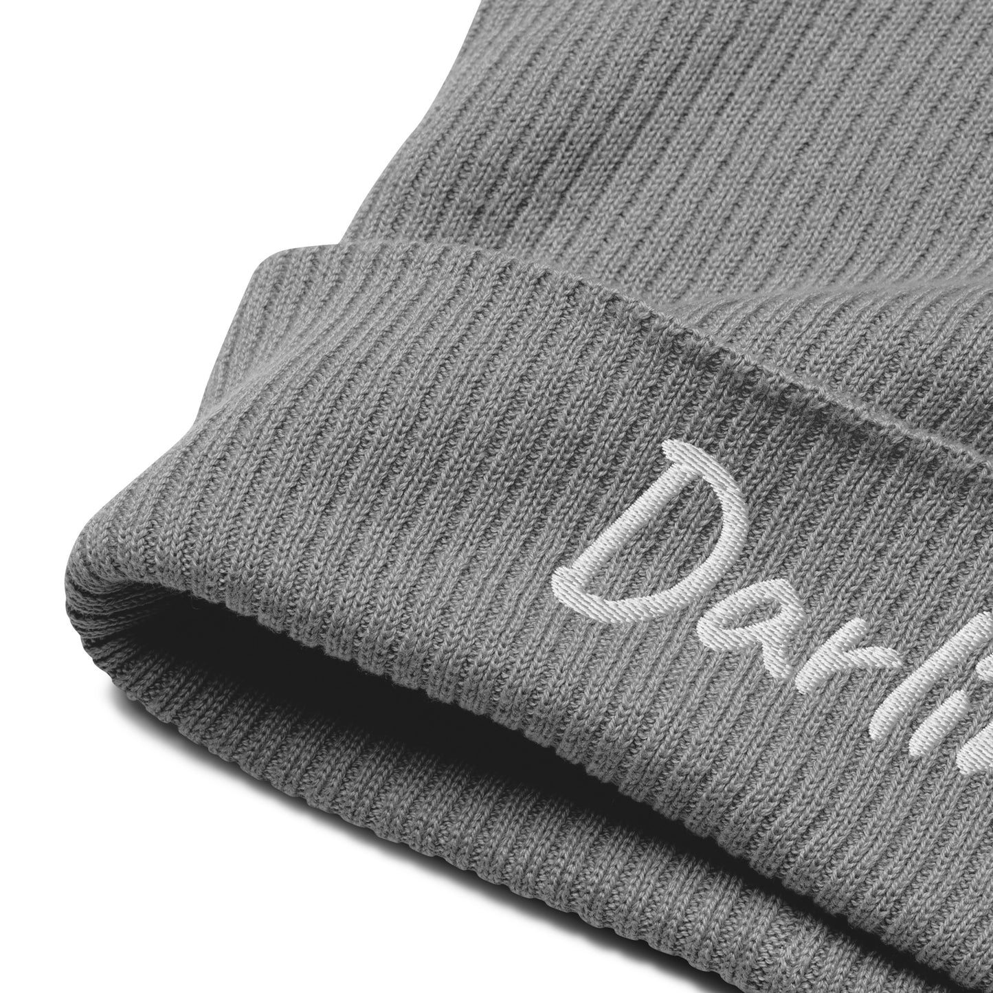 Darling Embroidered Ribbed Beanie 100% Organic Cotton 7 Colors Available