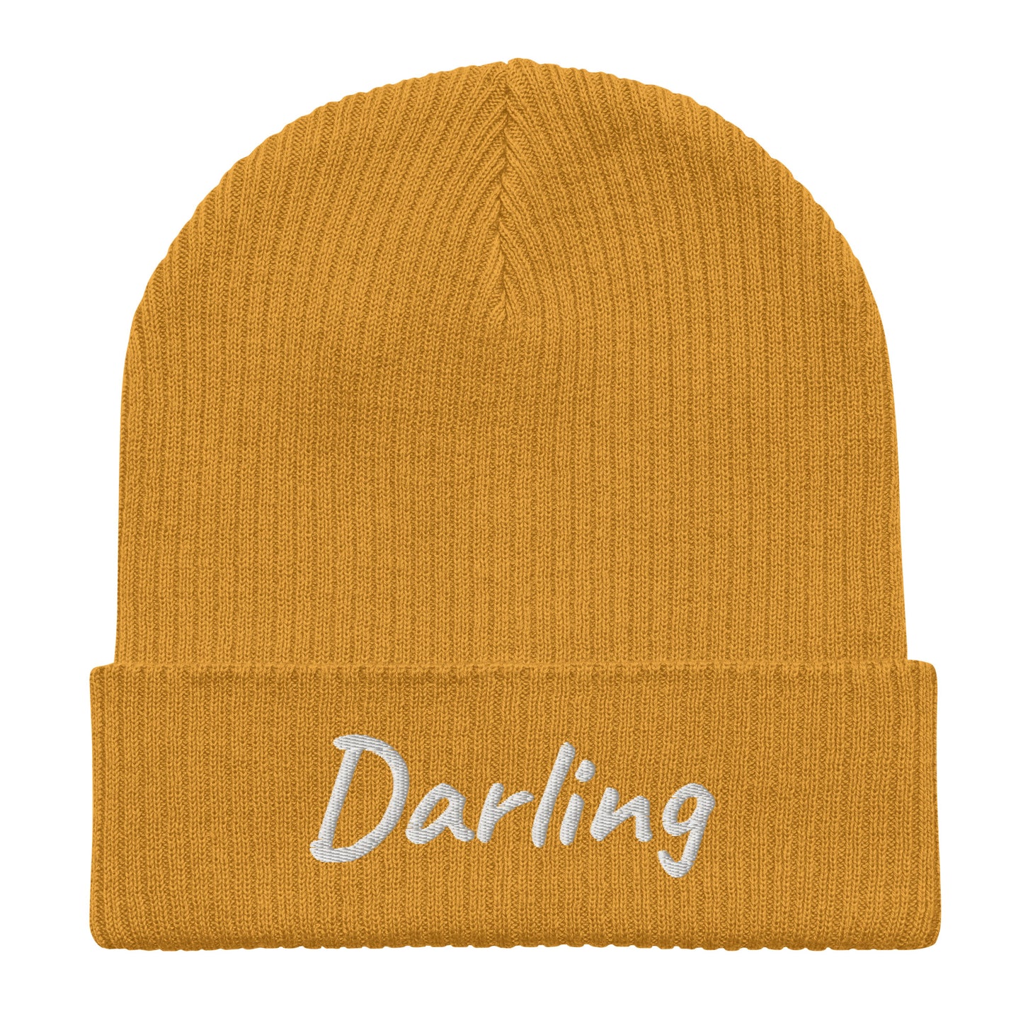 Darling Embroidered Ribbed Beanie 100% Organic Cotton 7 Colors Available