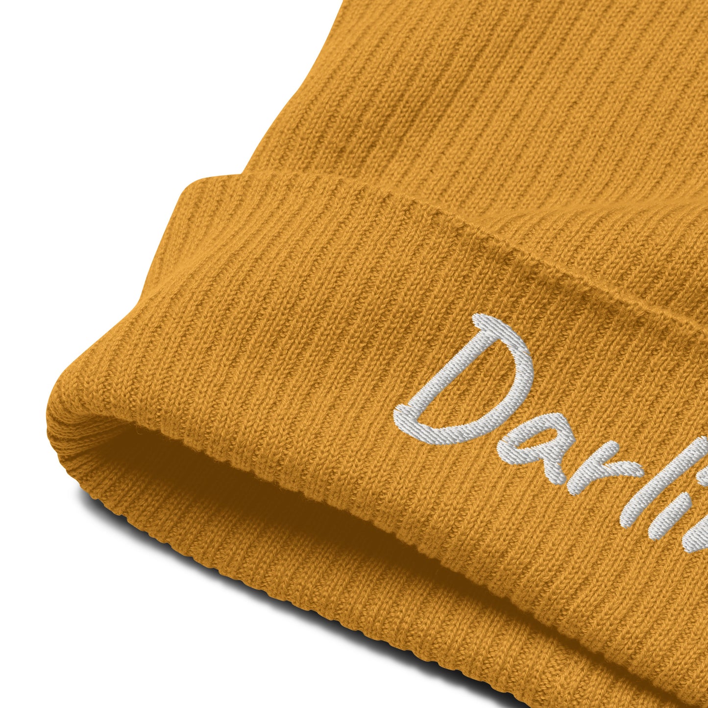 Darling Embroidered Ribbed Beanie 100% Organic Cotton 7 Colors Available