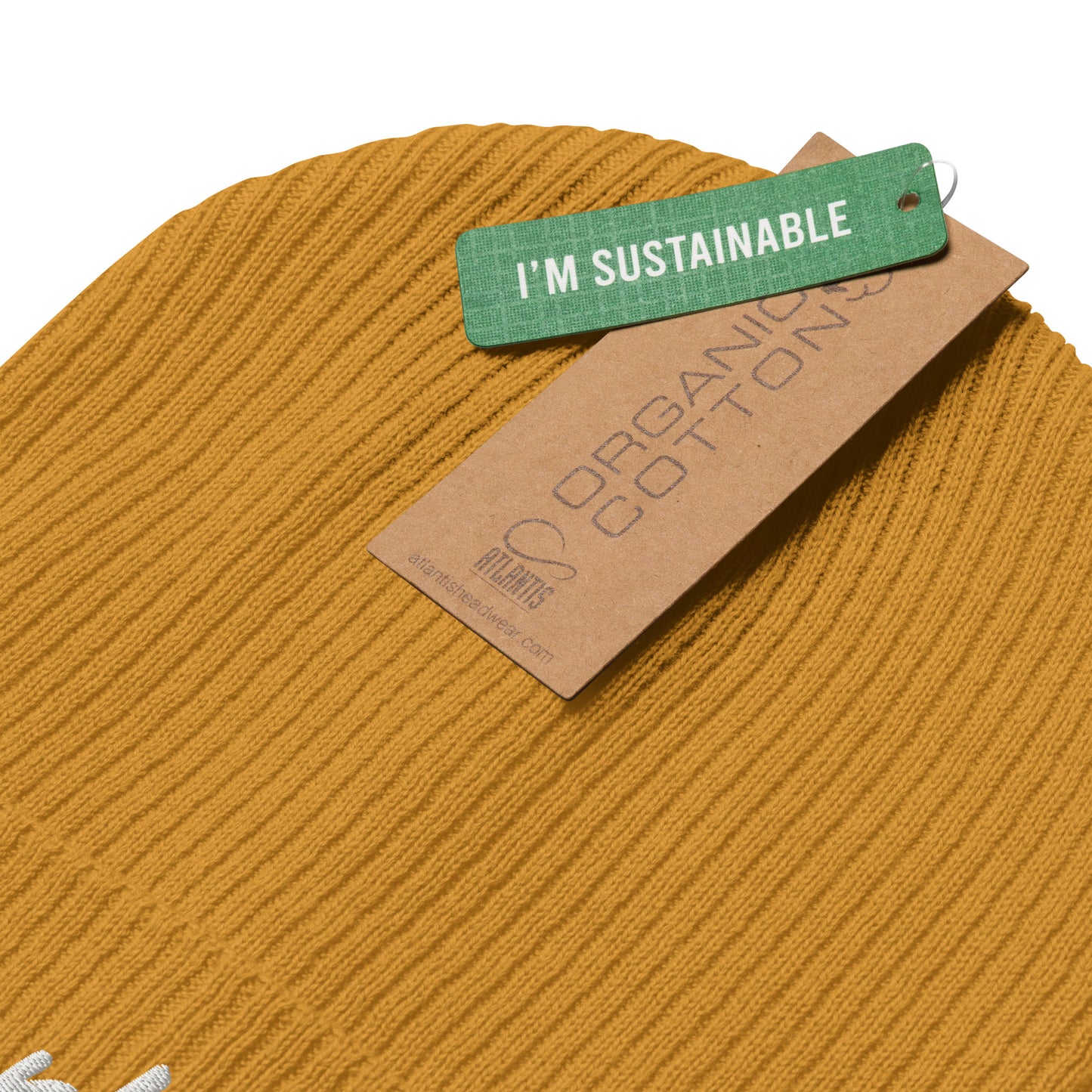Darling Embroidered Ribbed Beanie 100% Organic Cotton 7 Colors Available