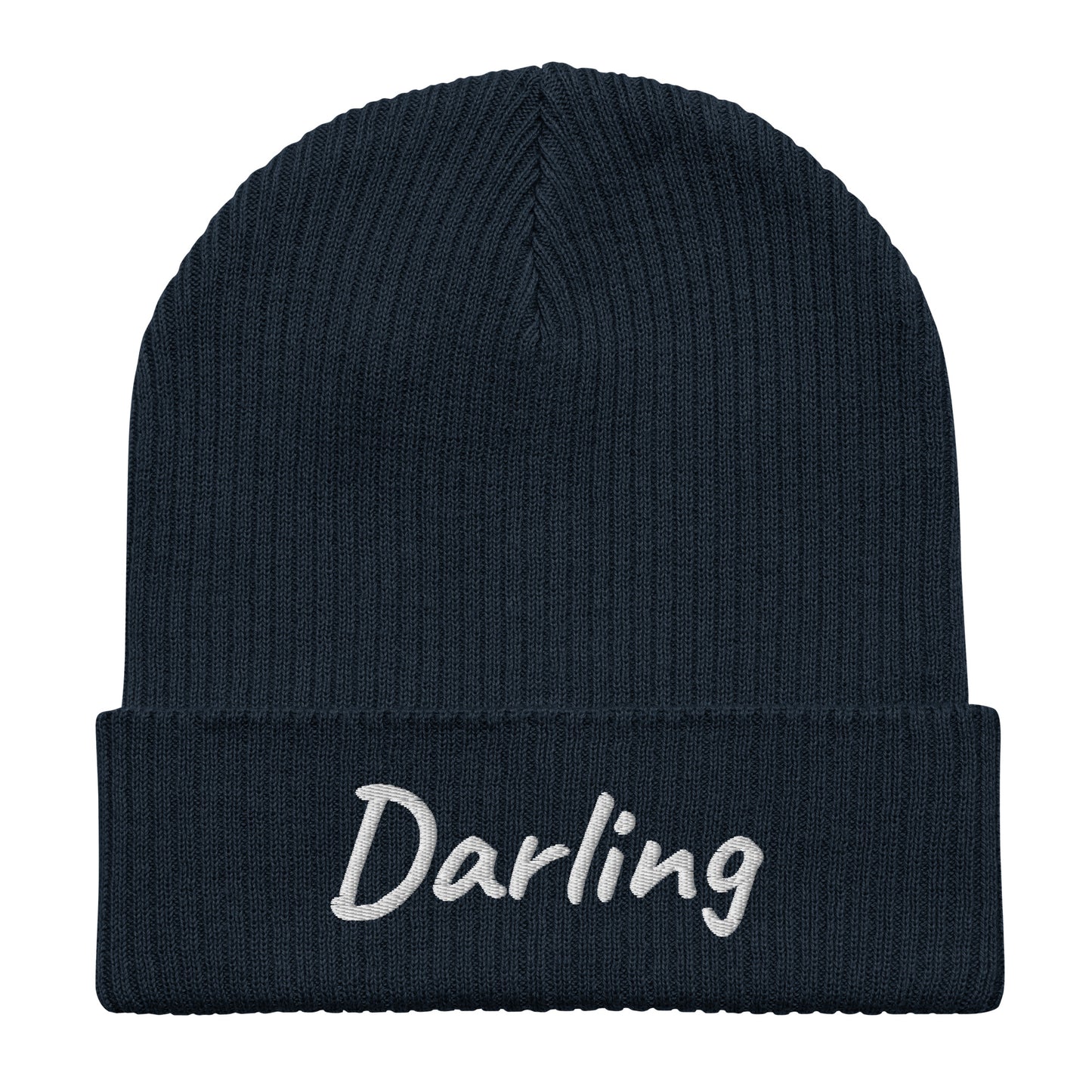 Darling Embroidered Ribbed Beanie 100% Organic Cotton 7 Colors Available