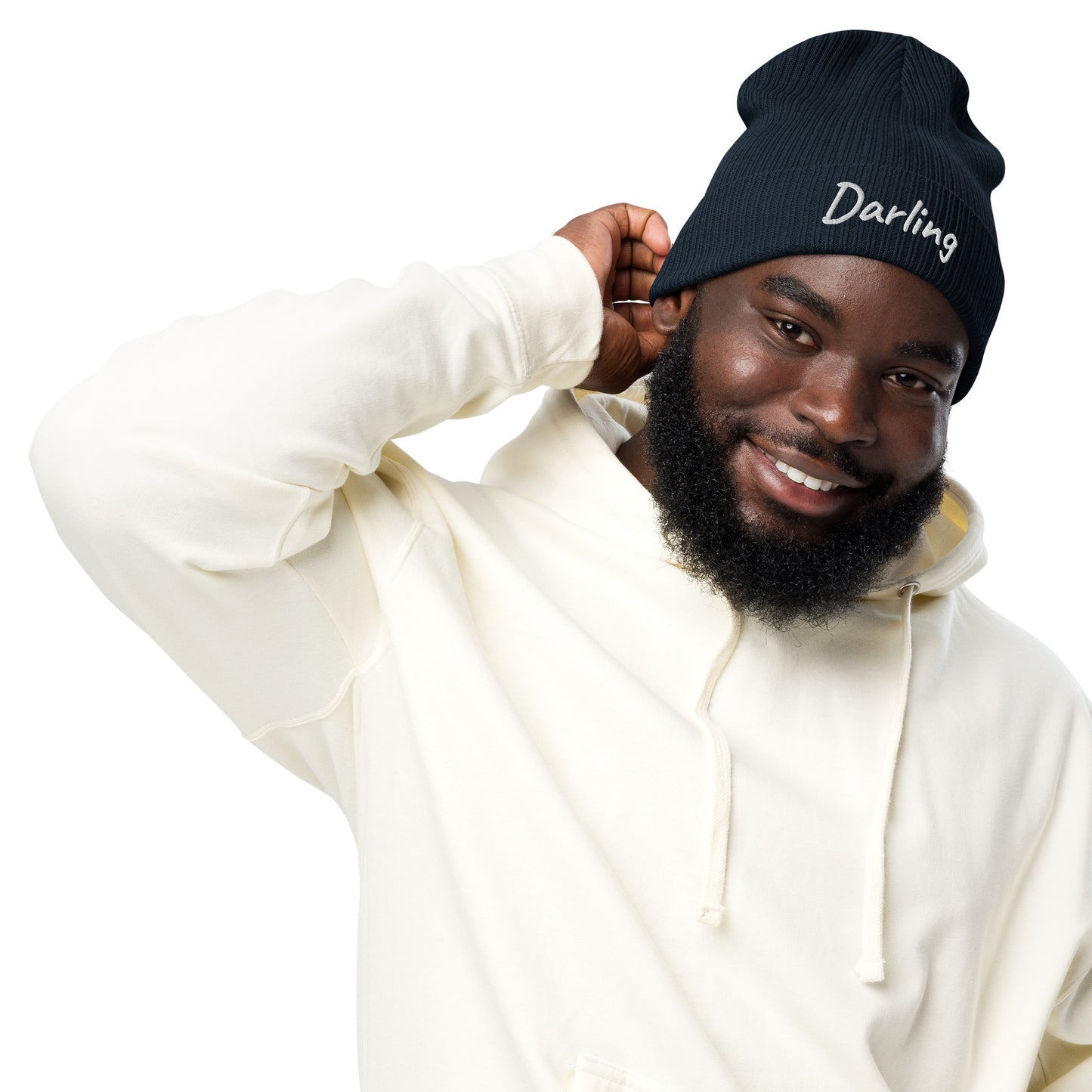 Darling Embroidered Ribbed Beanie 100% Organic Cotton 7 Colors Available