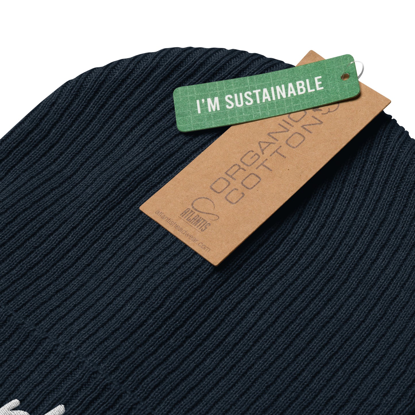 Darling Embroidered Ribbed Beanie 100% Organic Cotton 7 Colors Available
