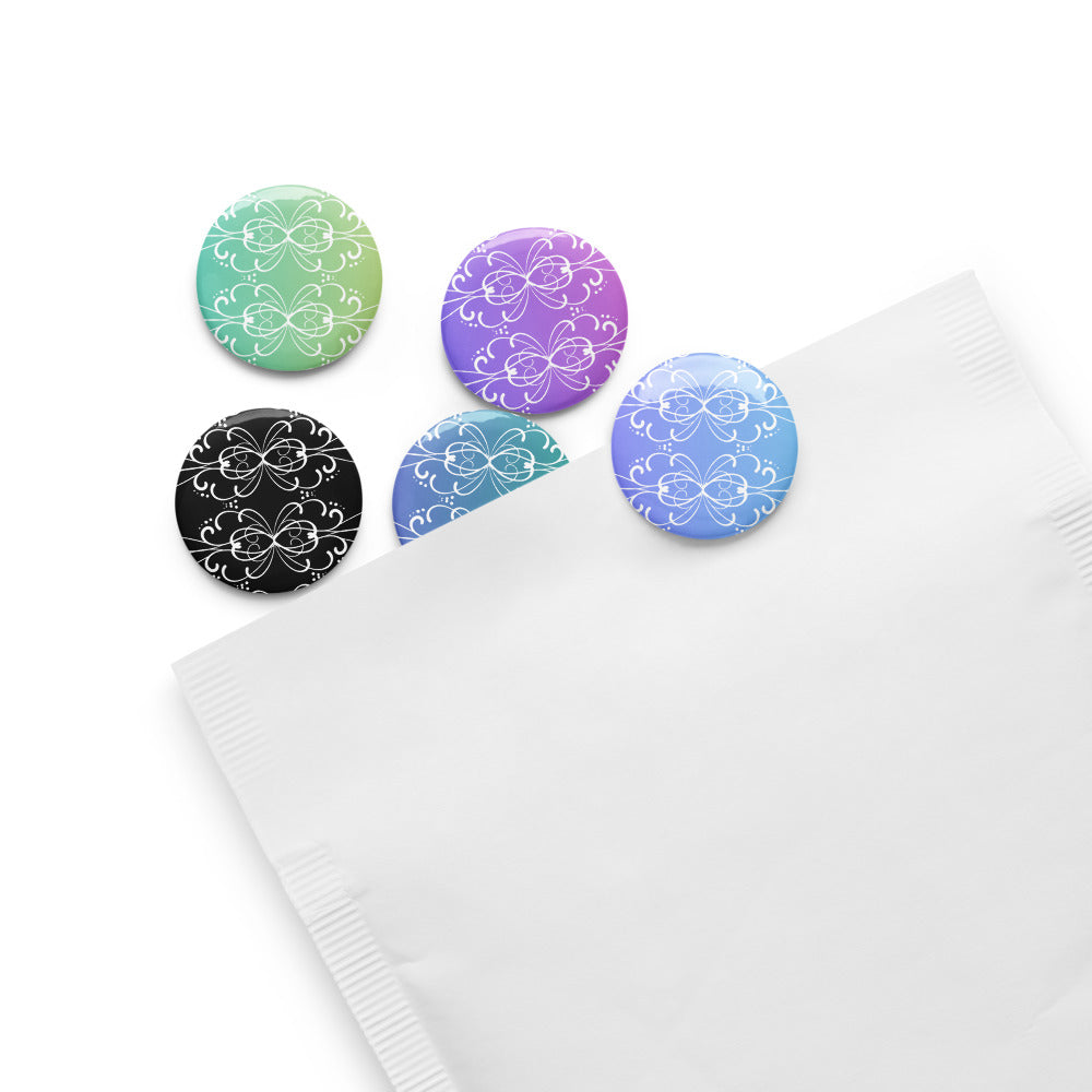 Simple Swirl Pin Button Set of 5 (1.25″)