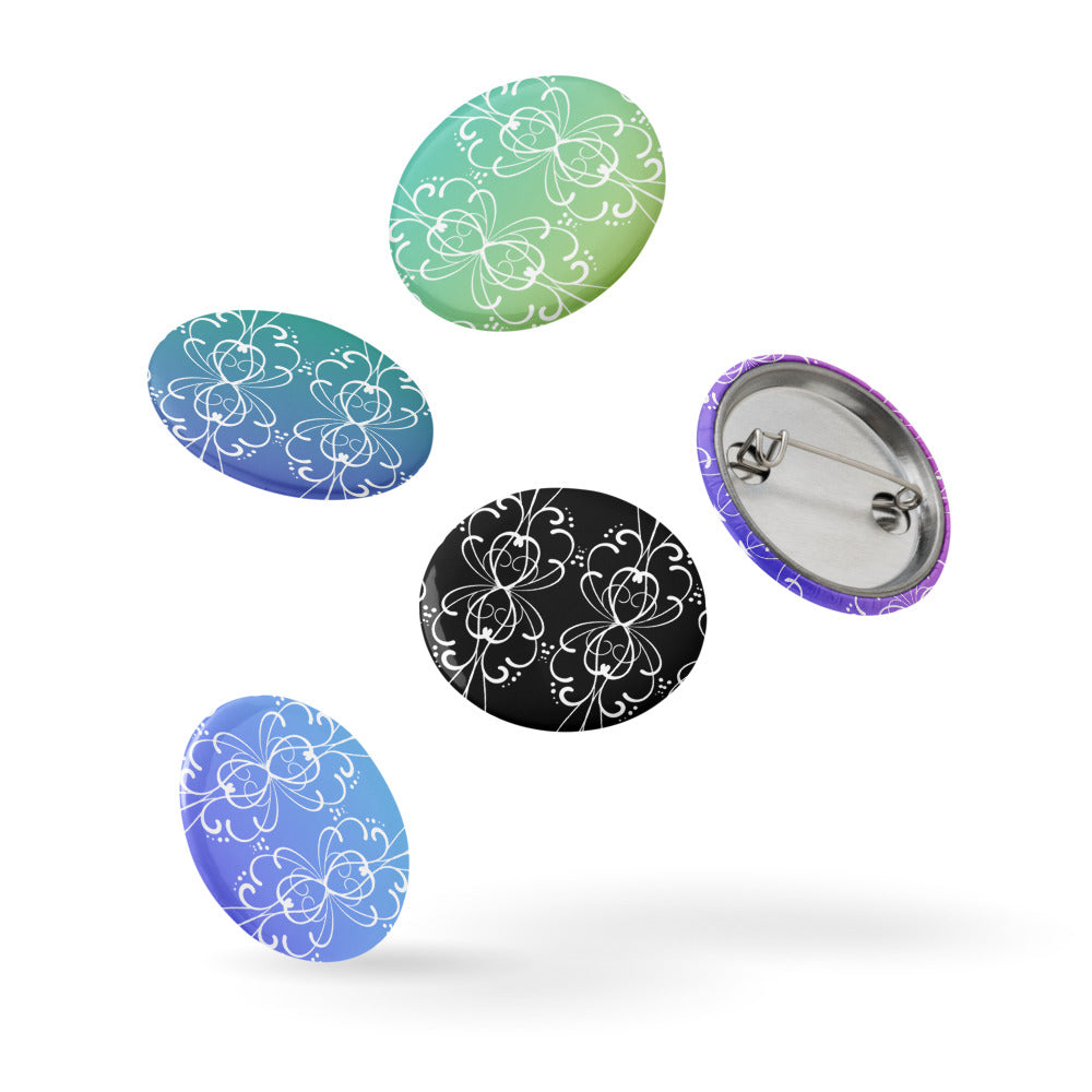 Simple Swirl Pin Button Set of 5 (1.25″)