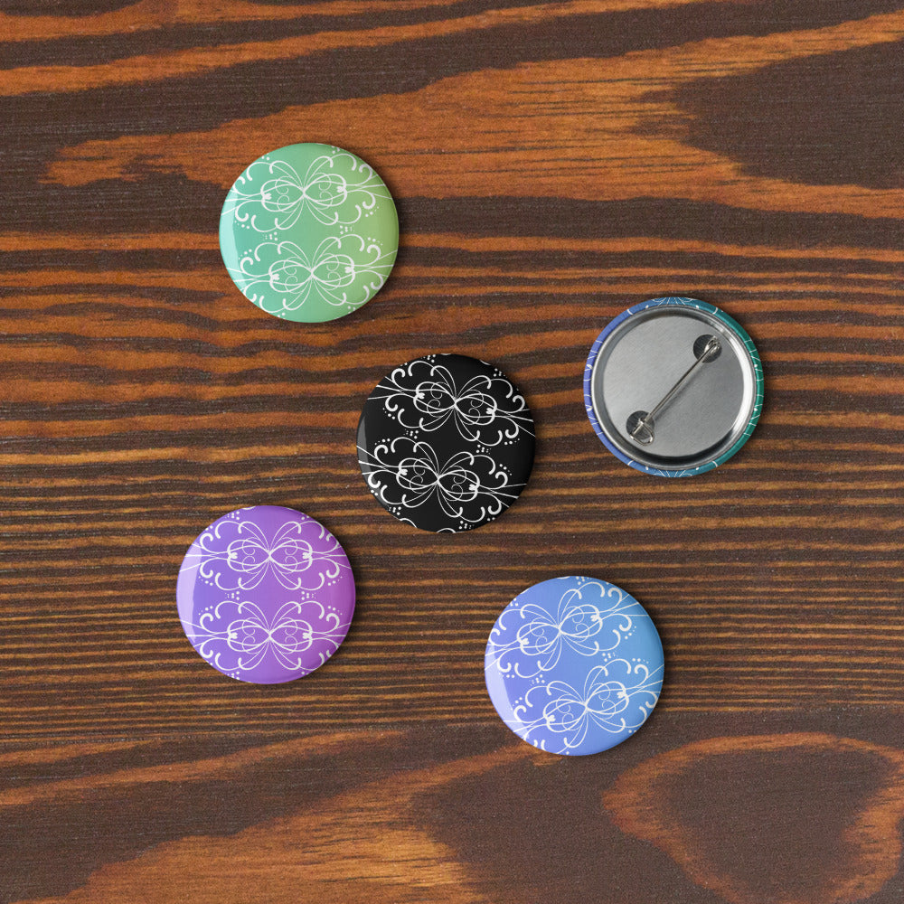 Simple Swirl Pin Button Set of 5 (1.25″)
