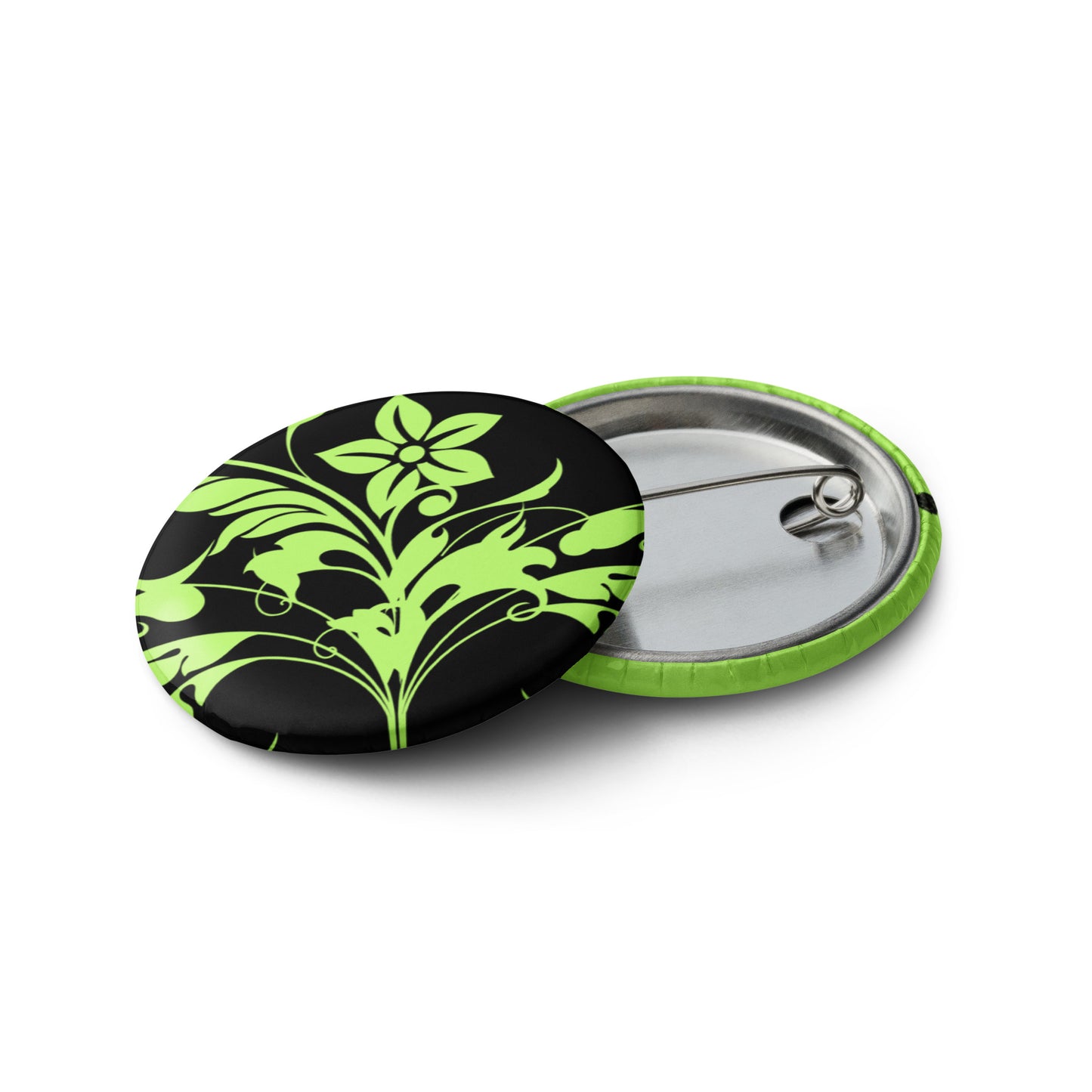Floral Filigree Bouquet Design Pin Button Set of 5 (1.25″) Green Blue Orange