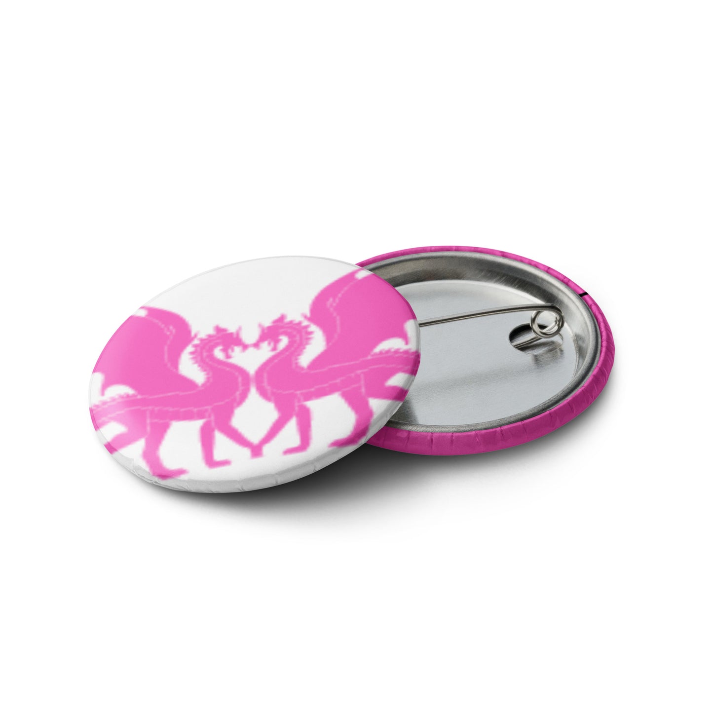 Double Dragon Love Pin Button Set of 5 (1.25″) Pink & Green