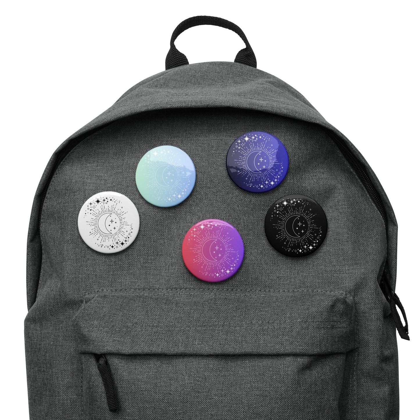 To The Moon & Stars Pin Button Set of 5 (2.25″)