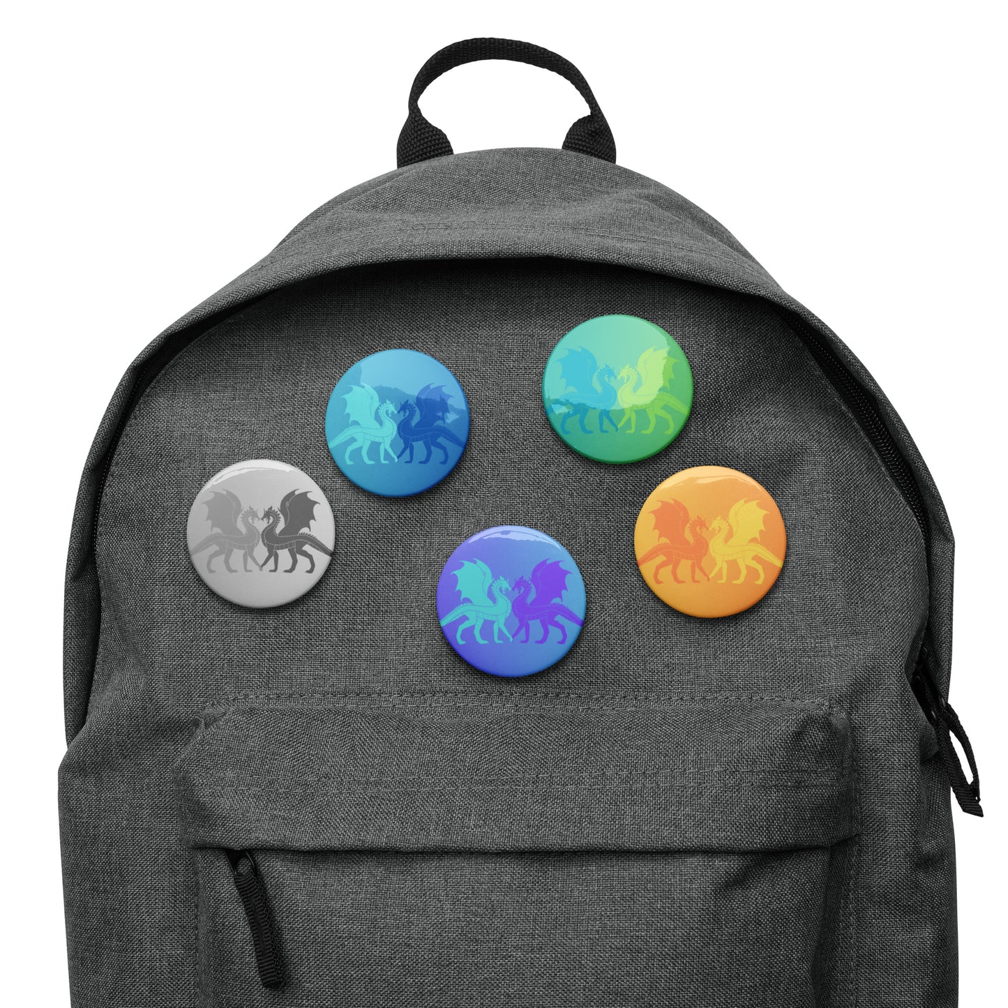 Double Dragon Love Pin Button Set of 5 (2.25″)