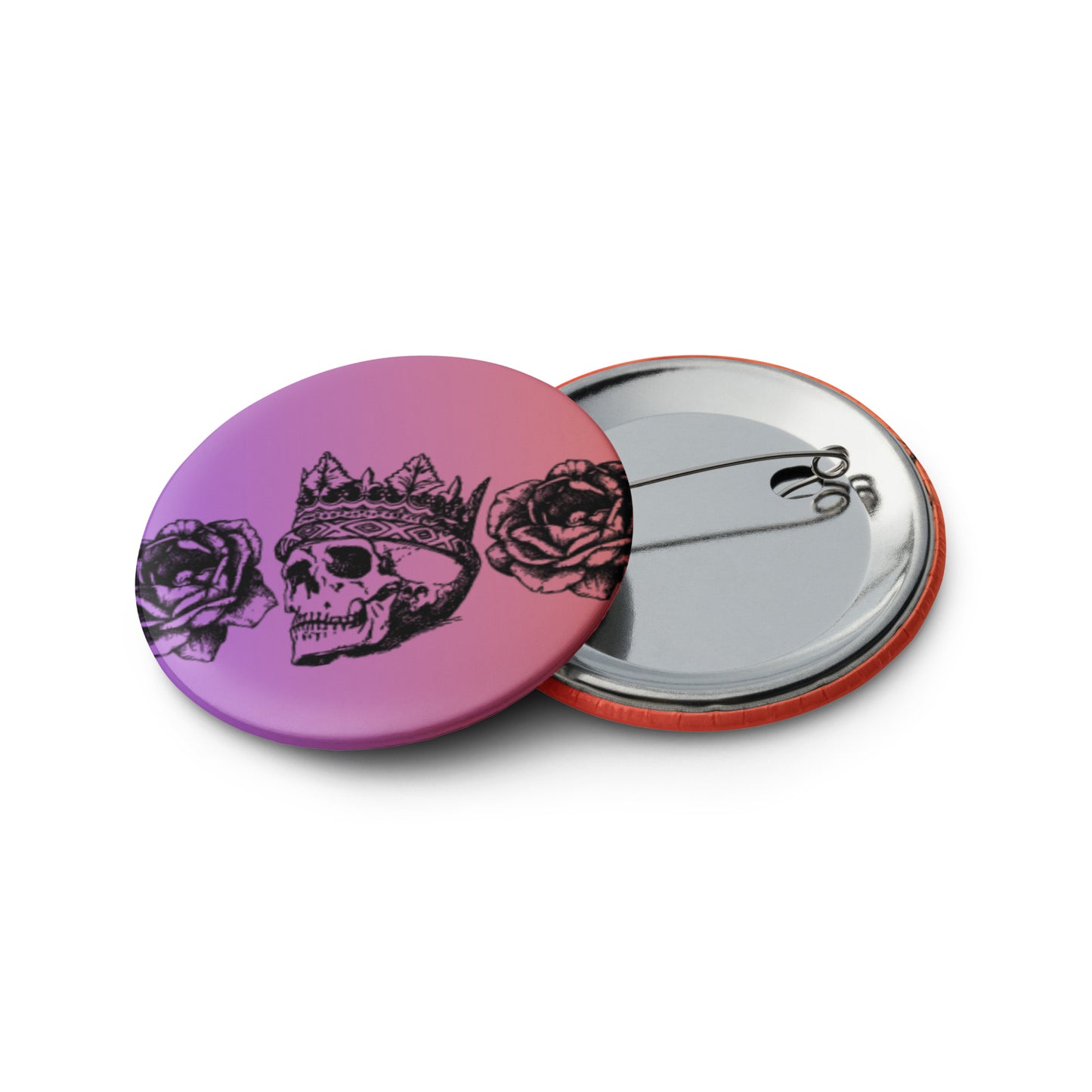 Crowned Skull & Flowers Pin Button Set of 5 (2.25″)