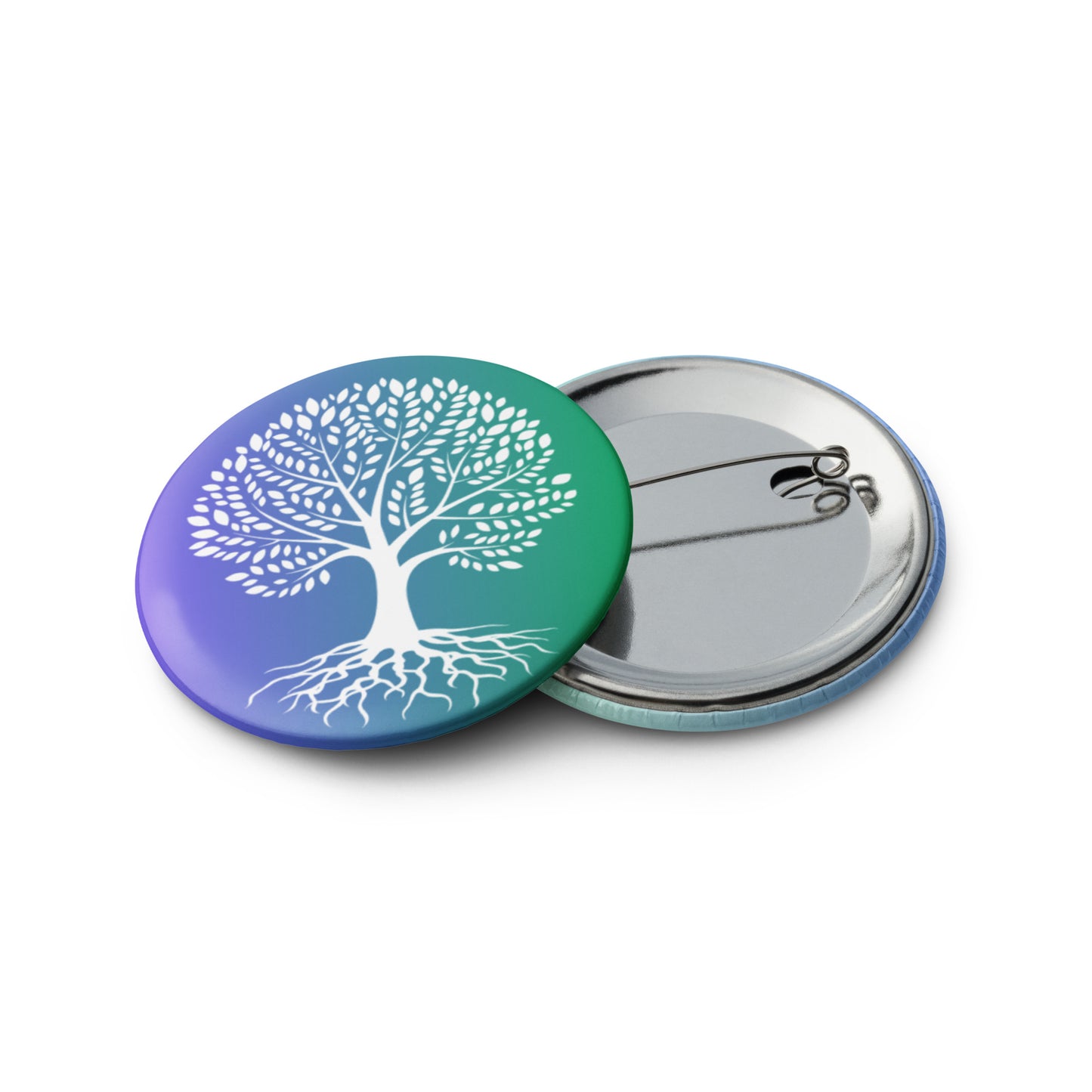 Roots Below Tree Design Pin Button Set of 5 (2.25″)