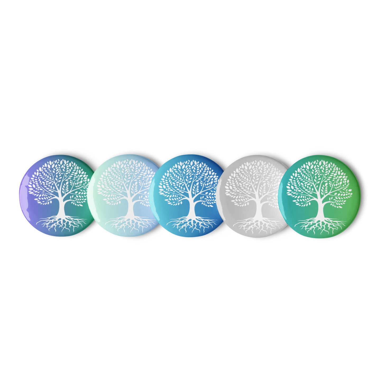 Roots Below Tree Design Pin Button Set of 5 (2.25″)