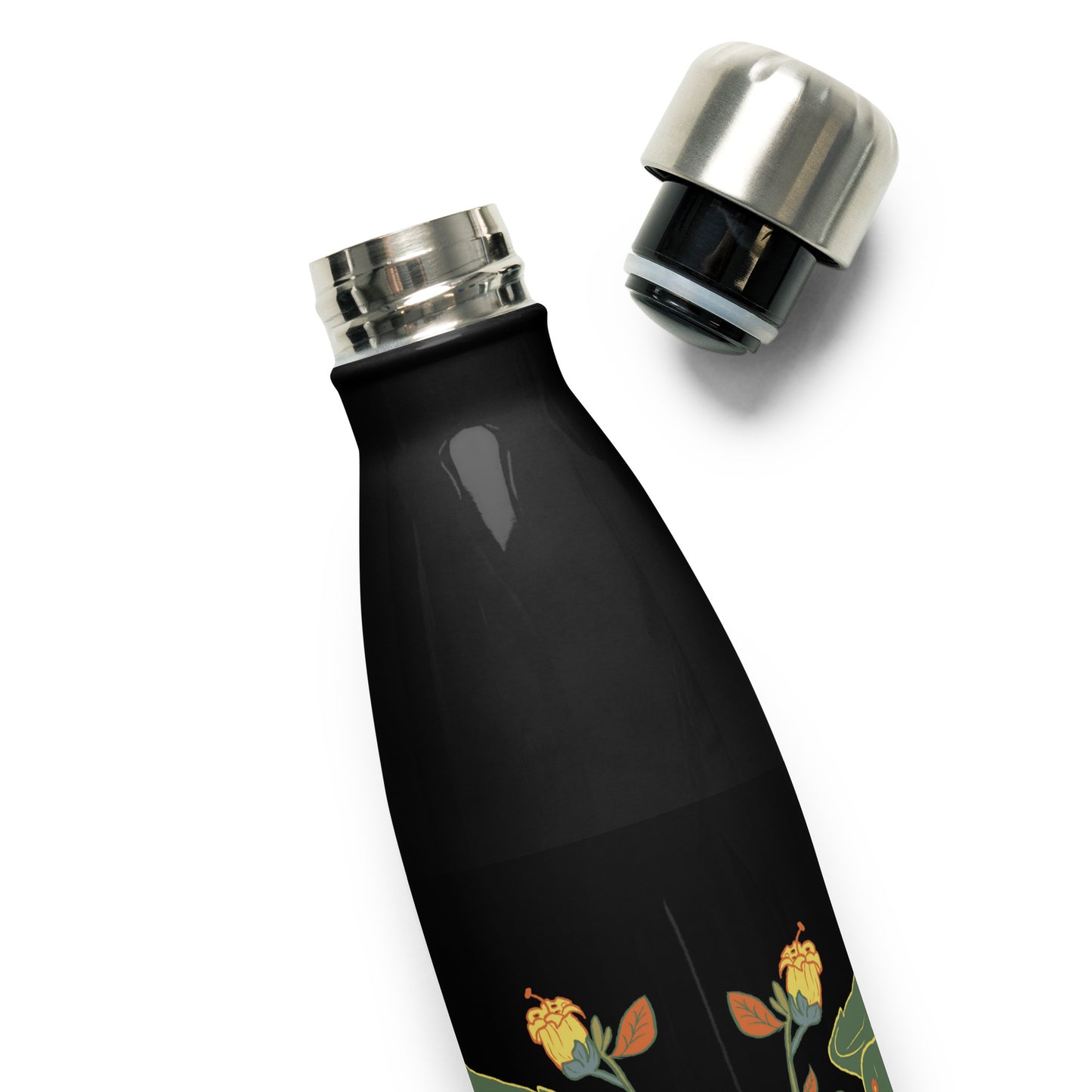 Retro Style Green Bird Raven Black Stainless Steel Water Bottle