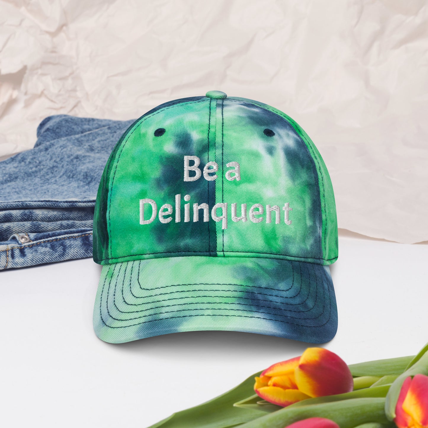 Be a Delinquent Embroidered Tie Dye Hat 4 Styles Available