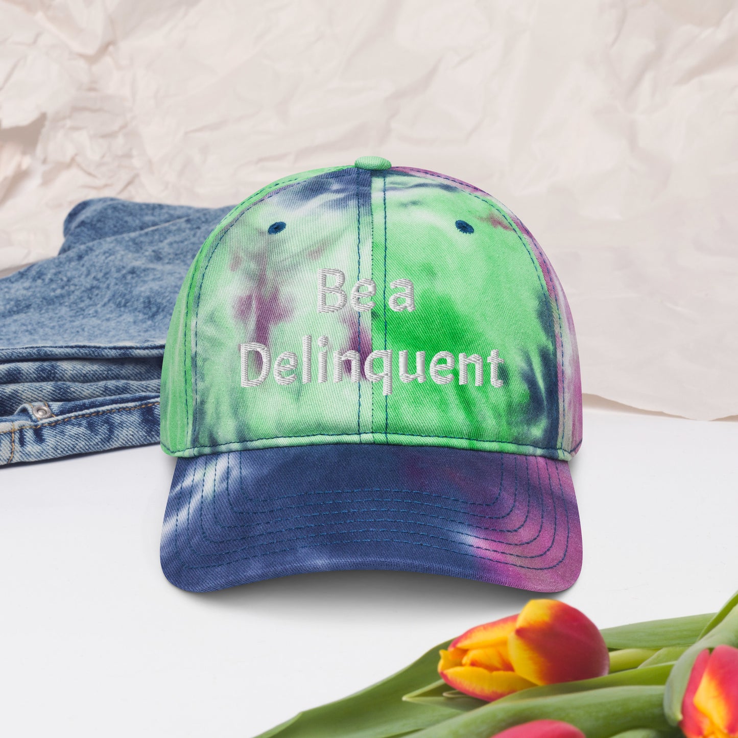 Be a Delinquent Embroidered Tie Dye Hat 4 Styles Available