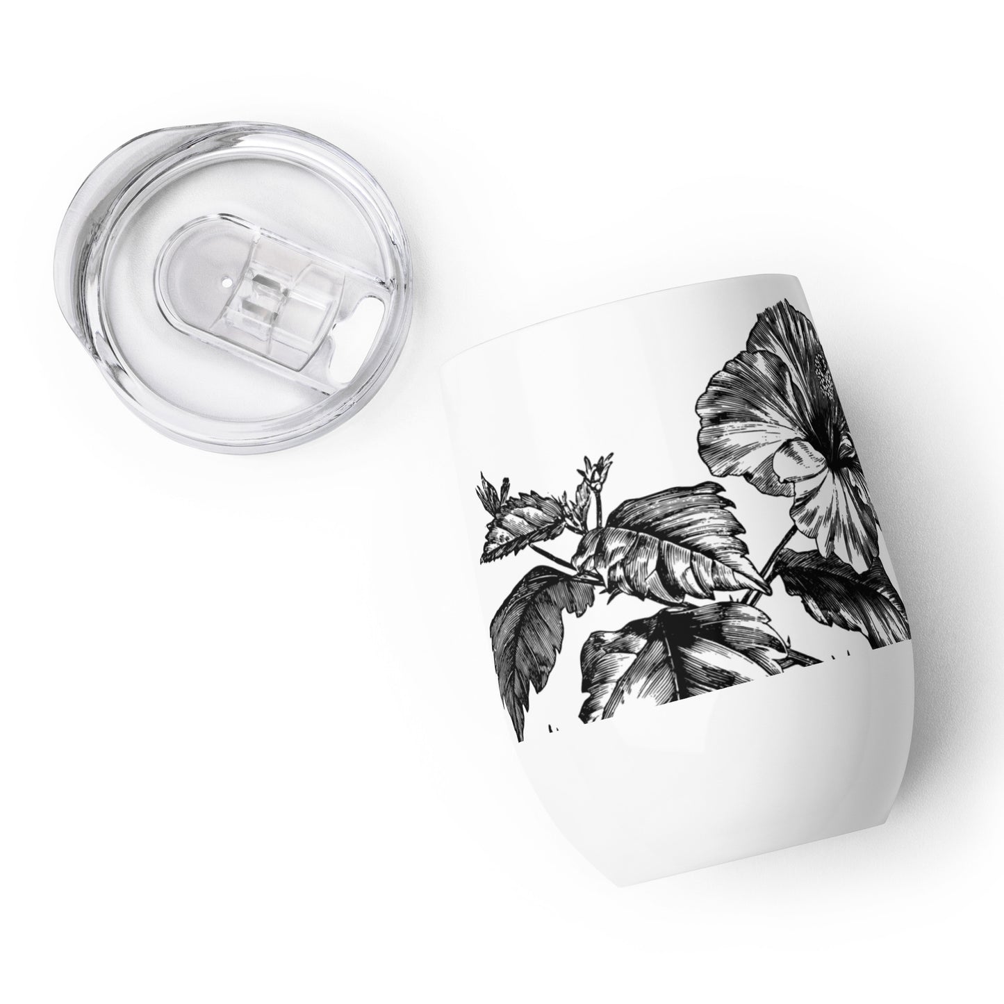 White Flowers White Wine Tumbler 12 oz