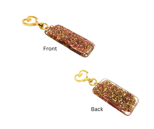 Golden & Copper Stones Rectangle Resin Textured Adornment on Heart Clasp