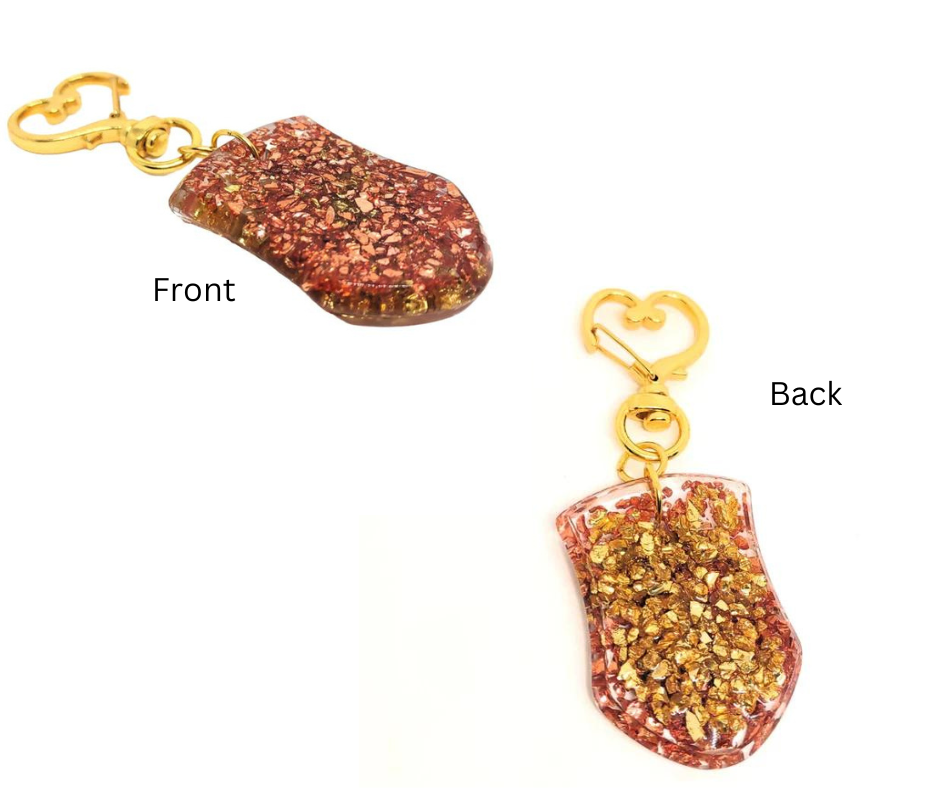 Golden & Copper Stones Shield Resin Textured Adornment on Heart Clasp