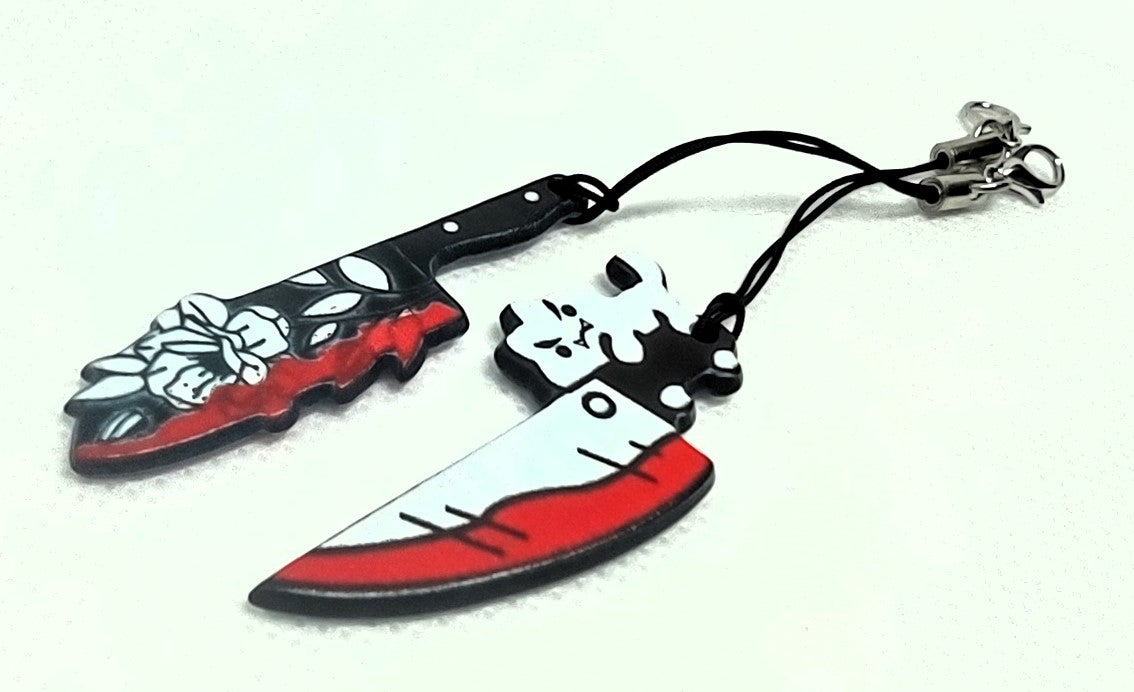 Flower Decorated Bloody Butcher Knife Acrylic Halloween Dagger Bloody Knife Adornment Set