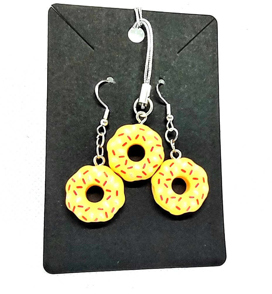 Frosted Donut Set Matching Adornment & Earring Set