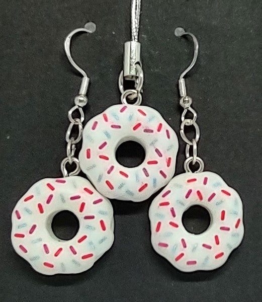 Frosted Donut Set Matching Adornment & Earring Set