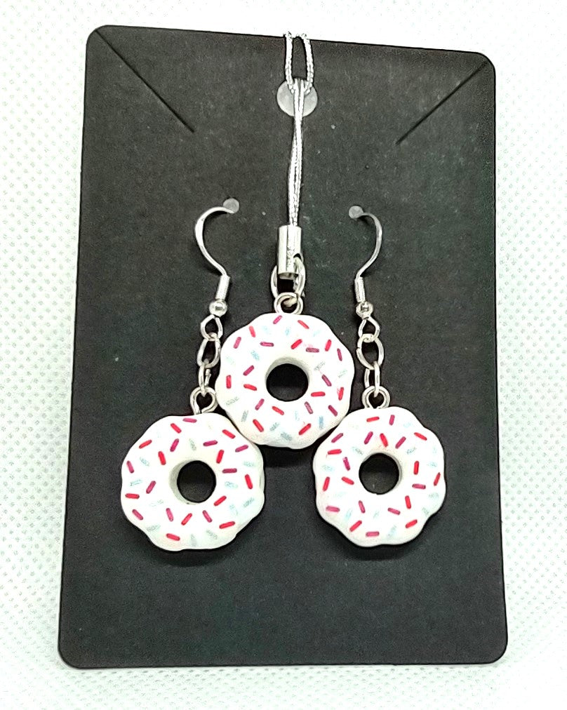 Frosted Donut Set Matching Adornment & Earring Set