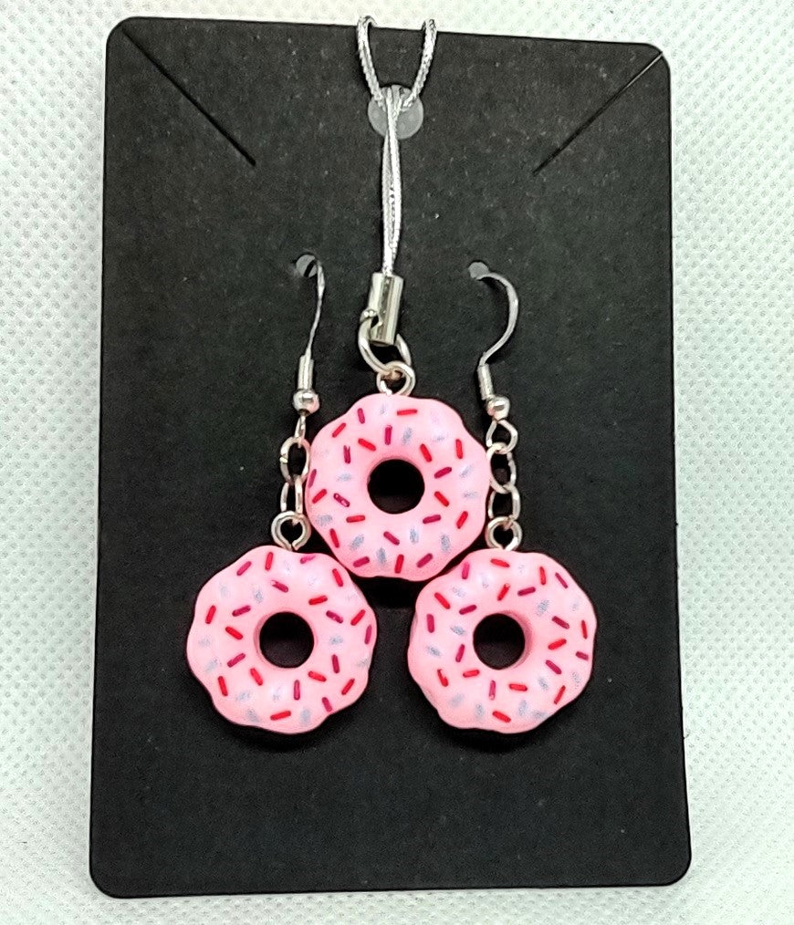 Frosted Donut Set Matching Adornment & Earring Set