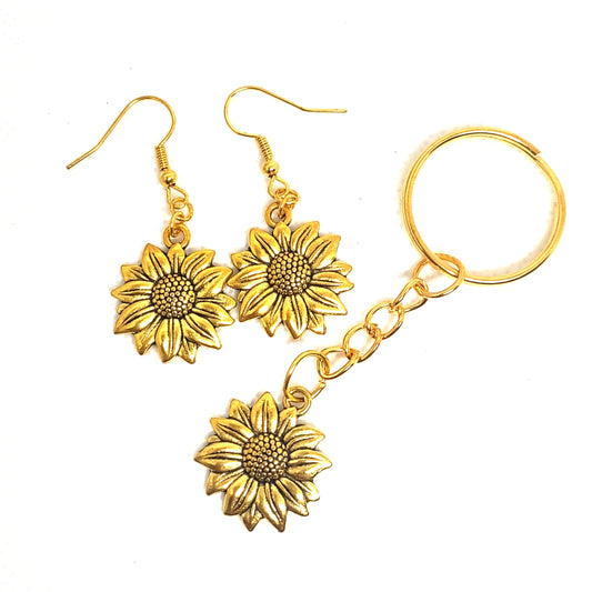 Sunflower Chain Ring Adornment and Earring Set