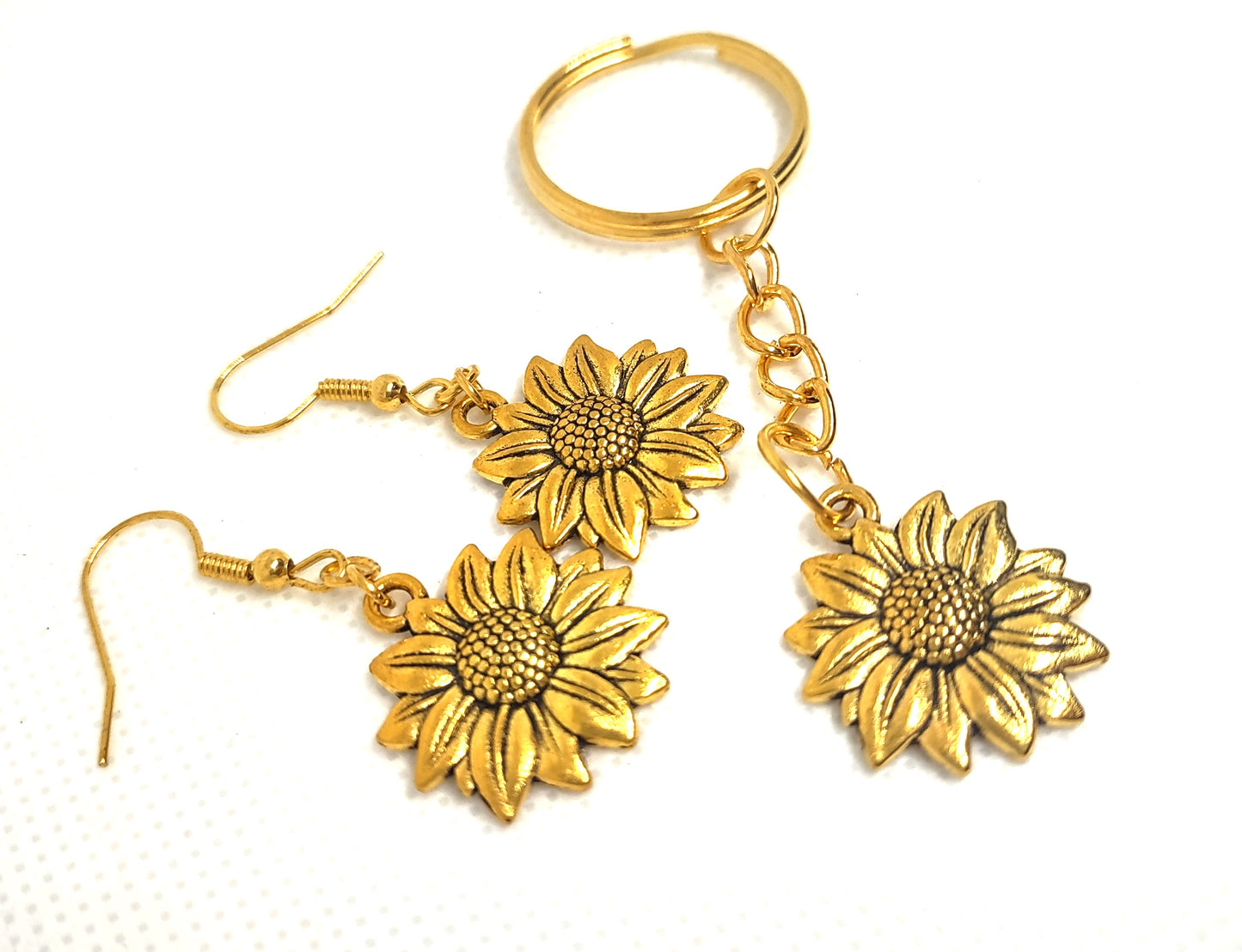 Sunflower Chain Ring Adornment and Earring Set