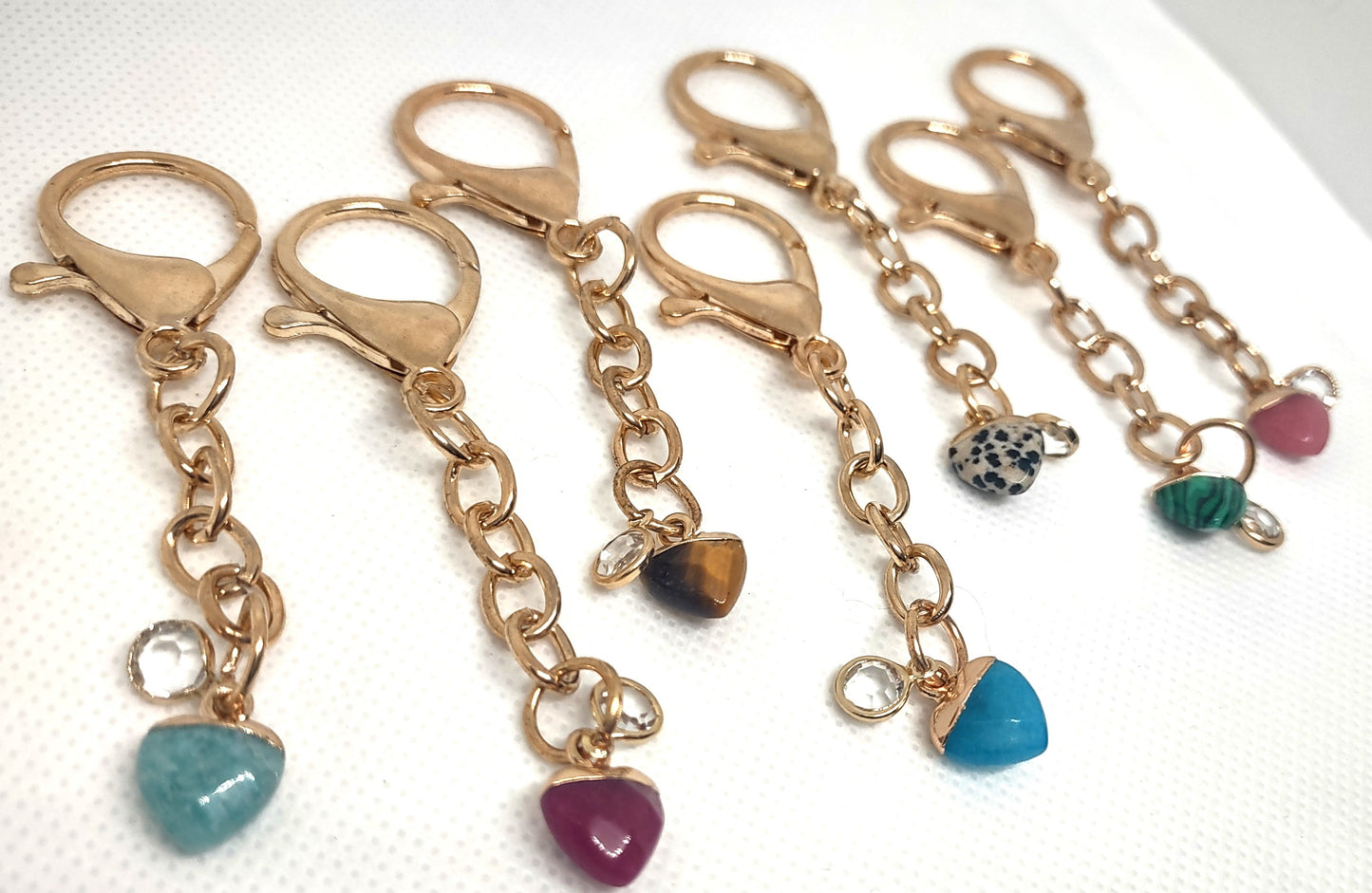 Stone Heart Chain on Large Clasp Ring Adornment