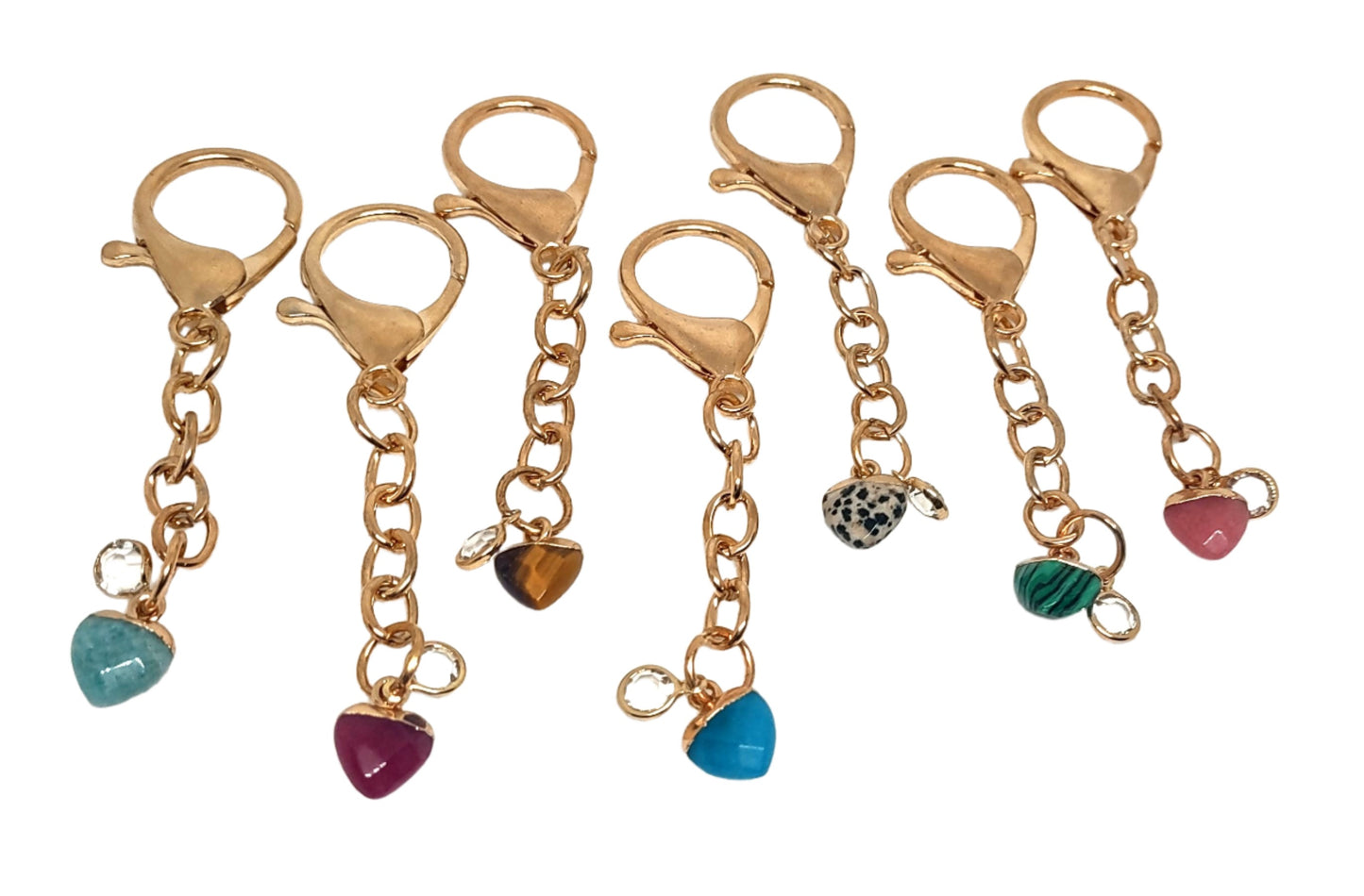 Stone Heart Chain on Large Clasp Ring Adornment